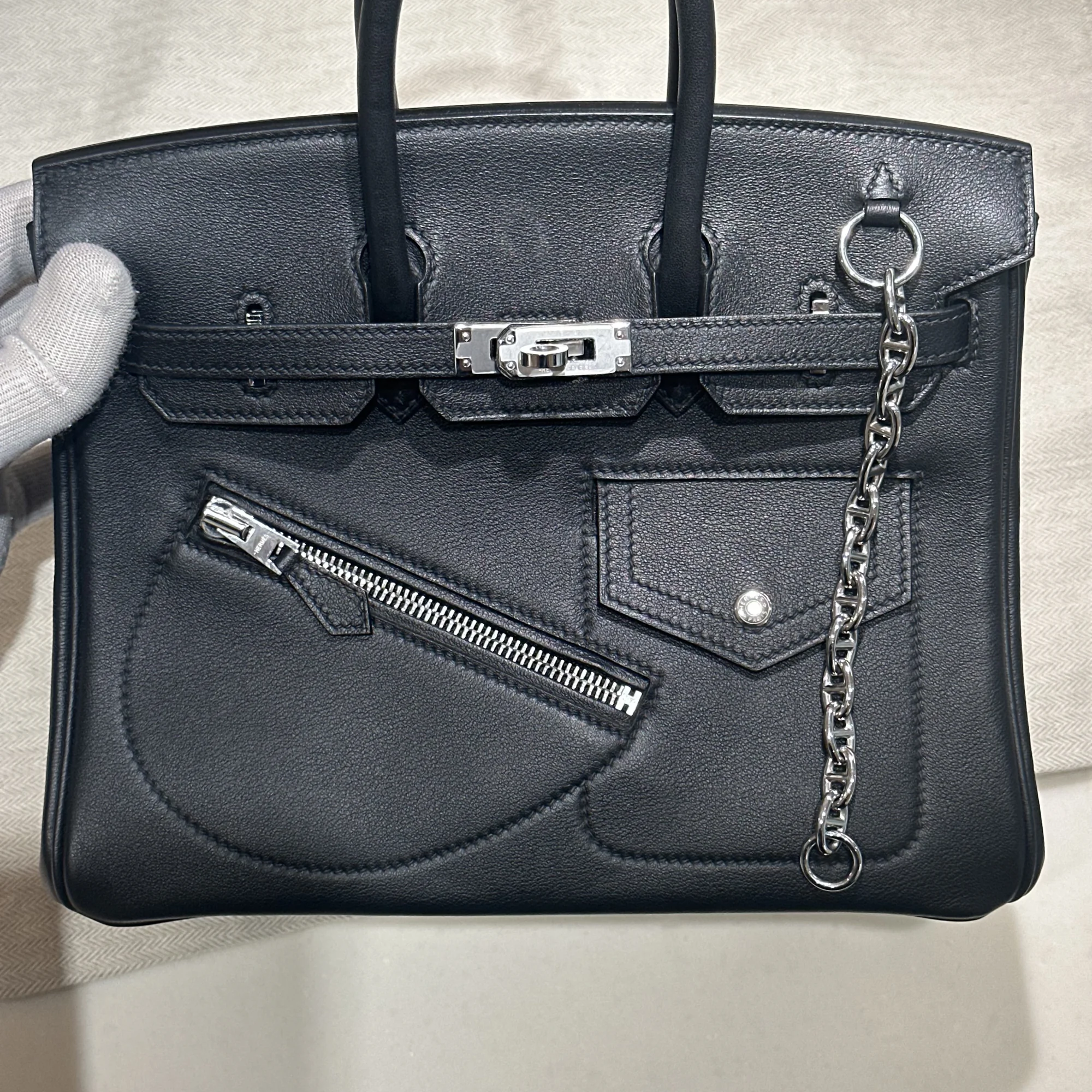 Hermes Birkin Rock 25 Veau Volupto Leather Silver миниатюра 4