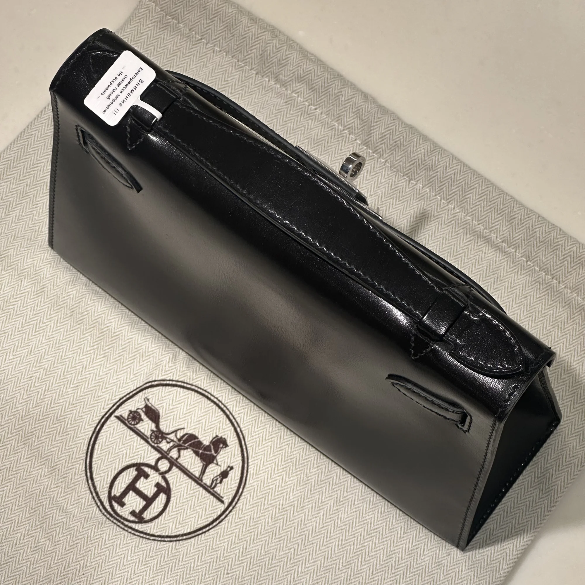 Hermes Kelly Pochette Box Leather Black Palladium миниатюра 2