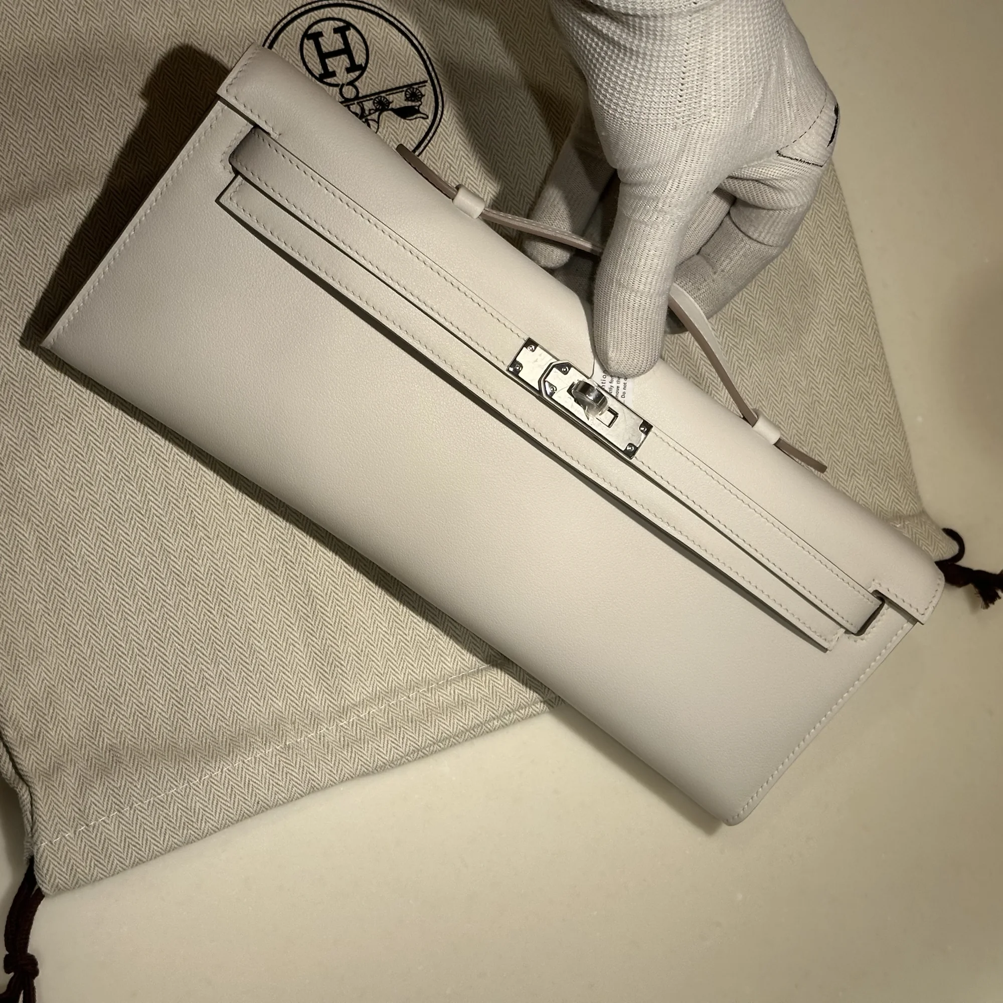 Hermes Kelly Cut Swift Leather White миниатюра 3