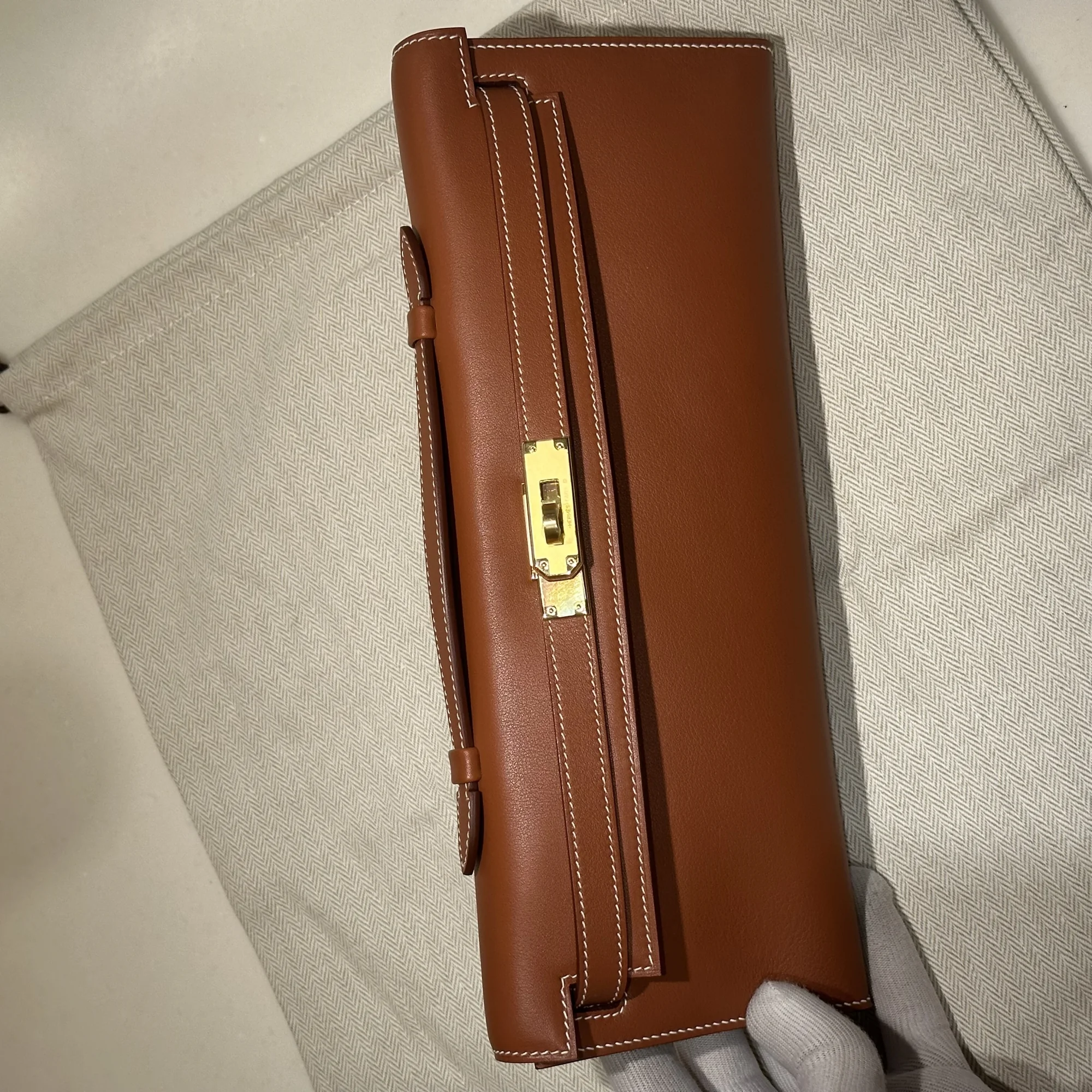 Hermes Kelly Cut Swift Leather Brown миниатюра 10