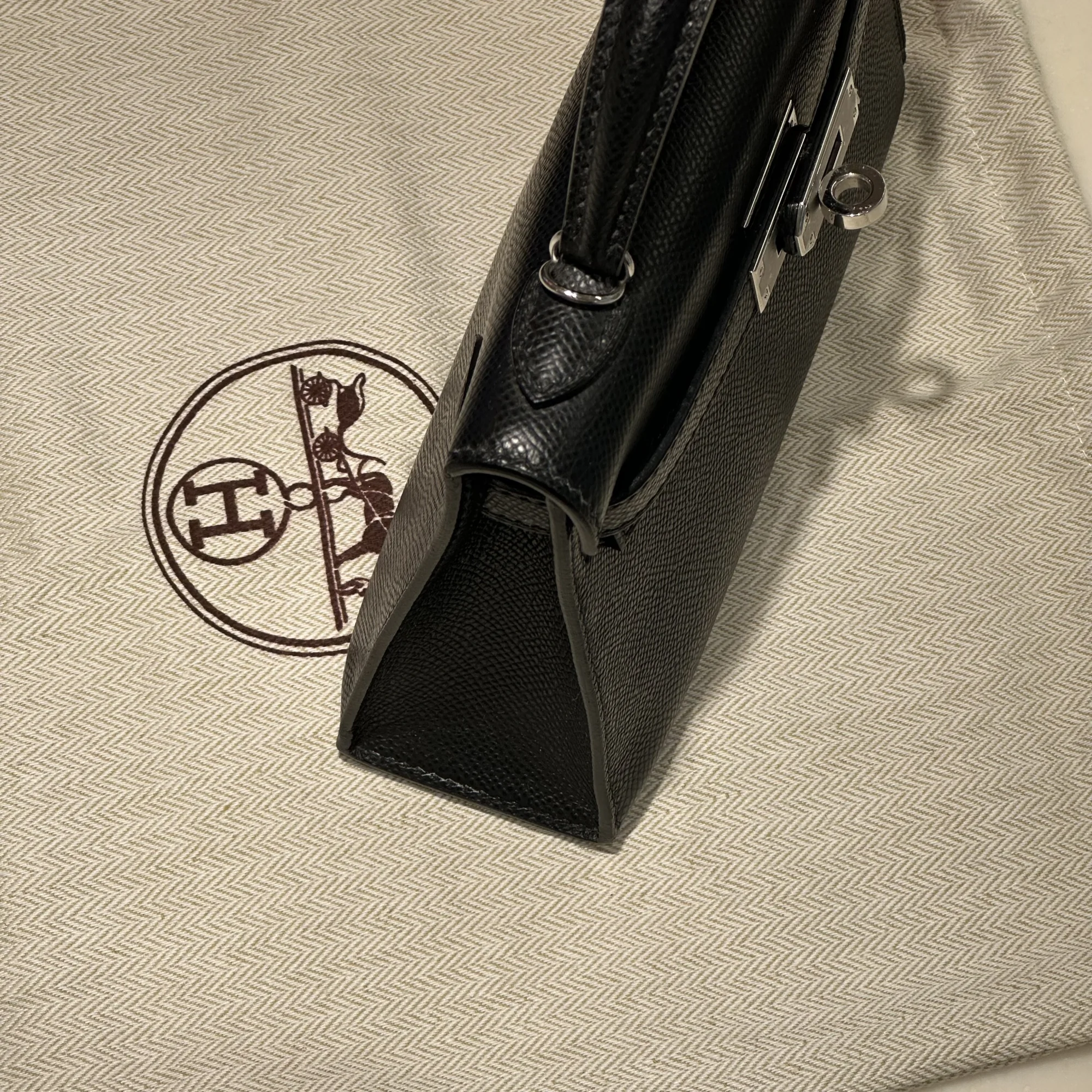 Hermes Mini Kelly 19 cm Epsom Leather Black Silver миниатюра 4