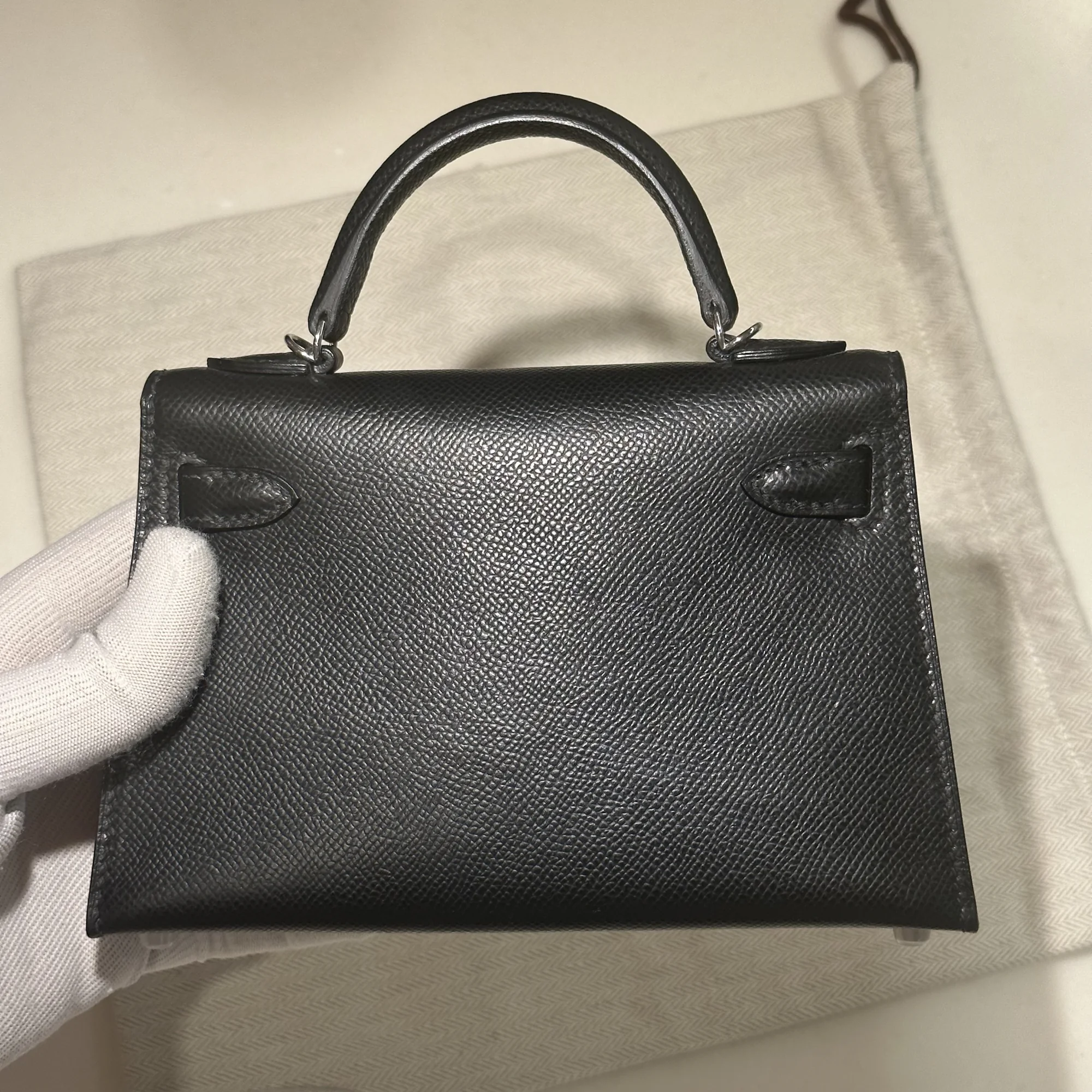 Hermes Mini Kelly 19 cm Epsom Leather Black Silver миниатюра 6