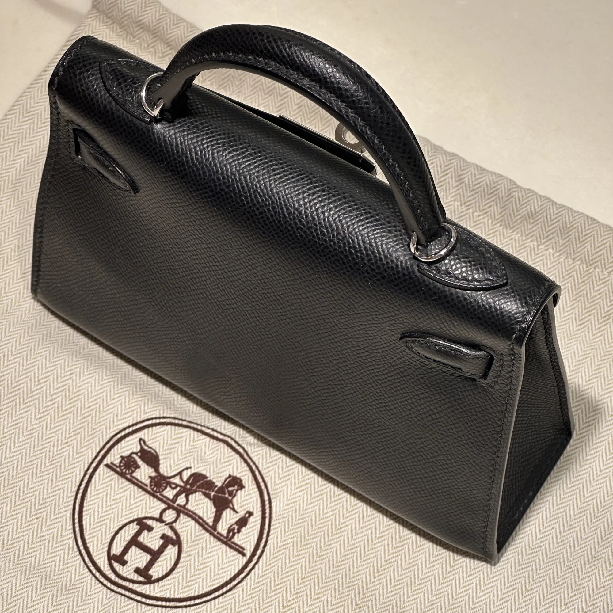 Hermes Mini Kelly 19 cm Epsom Leather Black Silver миниатюра 8