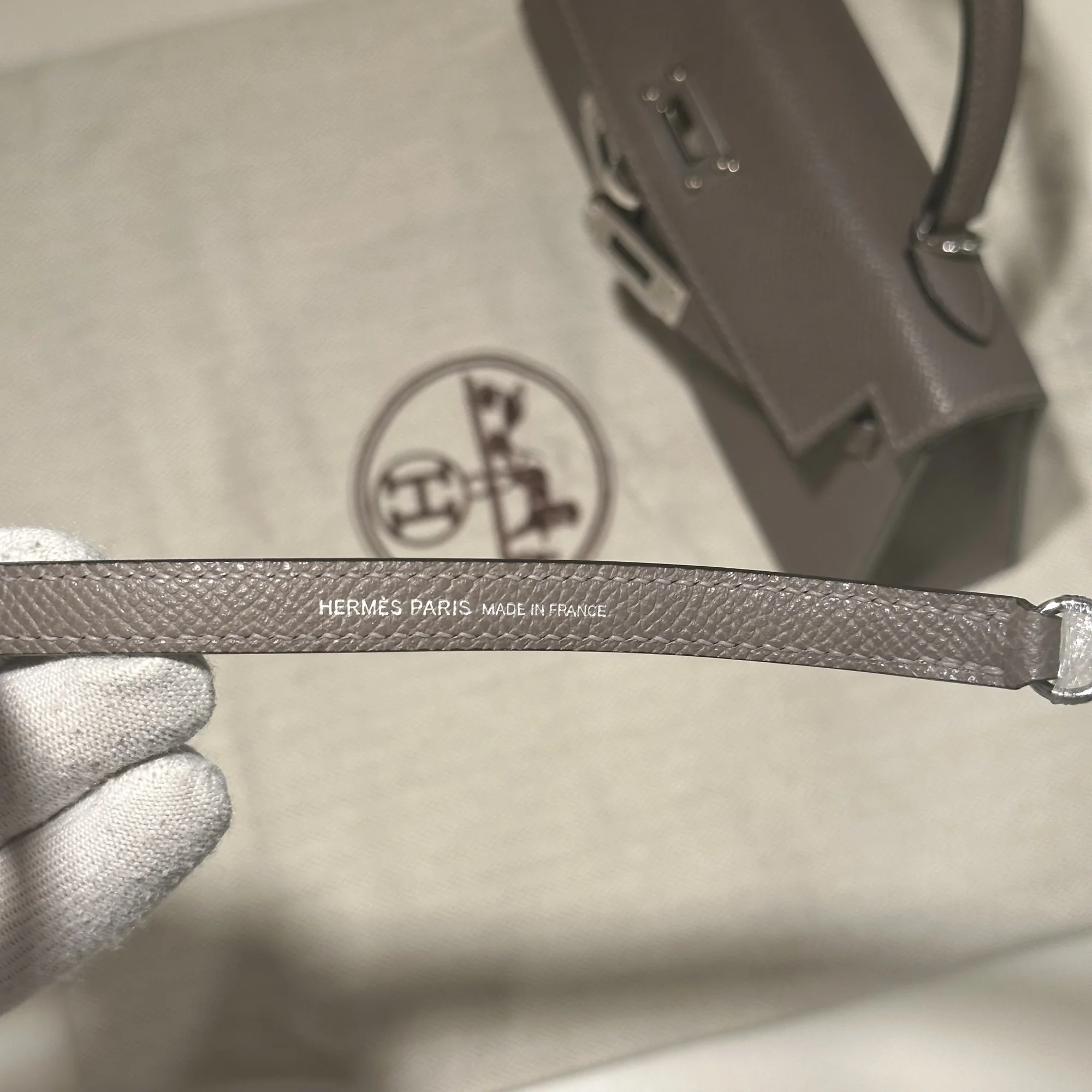 Hermes Mini Kelly 19 cm Epsom Leather Gris Etain Silver миниатюра 6