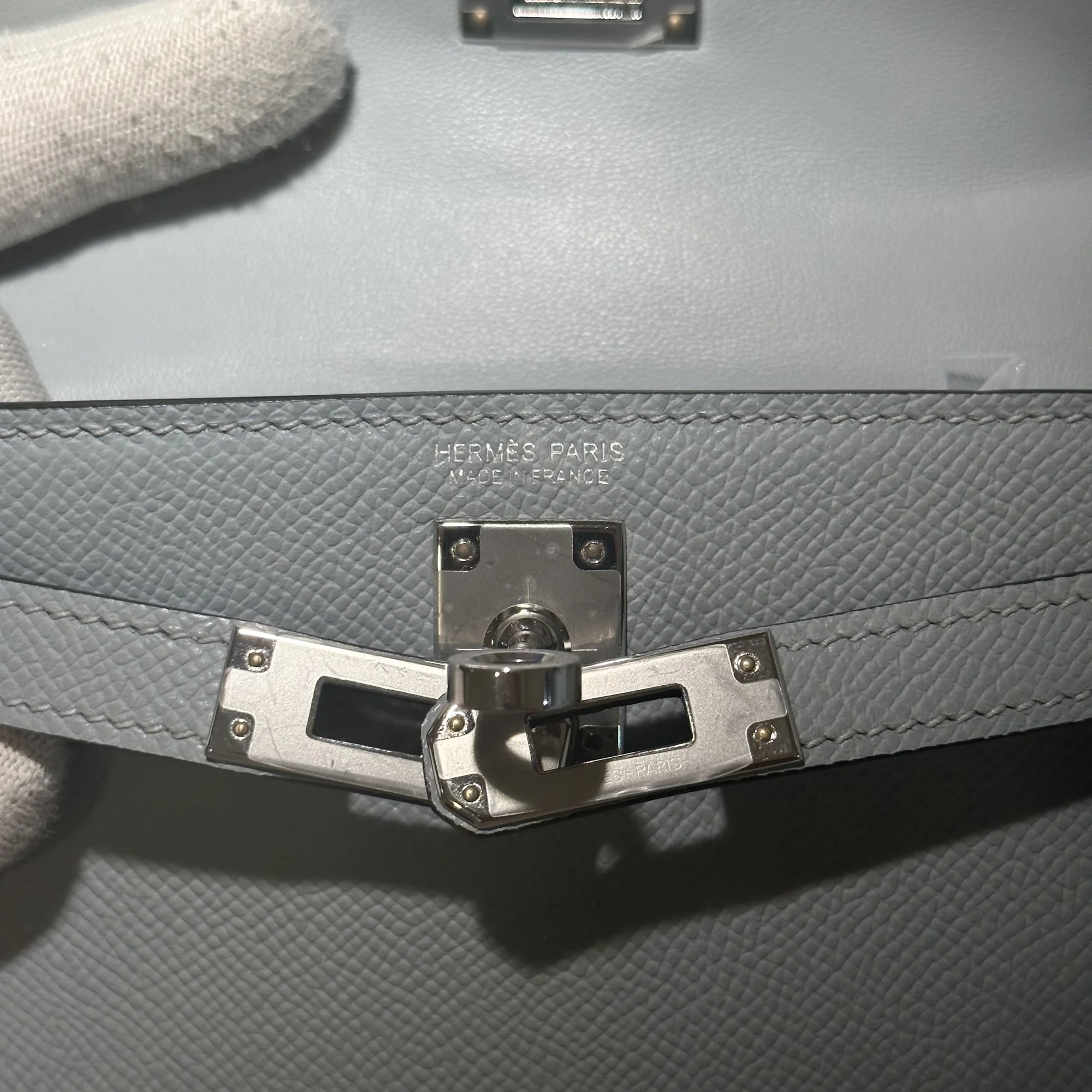 Hermes Mini Kelly 19 cm Epsom Leather Gris Misty Silver миниатюра 6