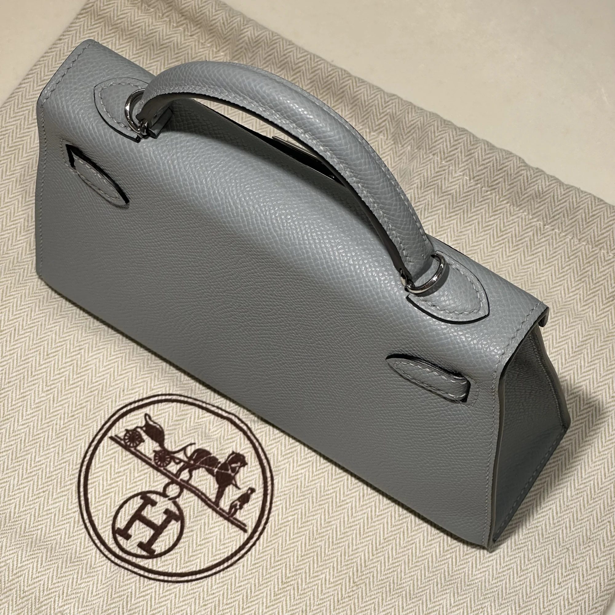 Hermes Mini Kelly 19 cm Epsom Leather Gris Misty Silver миниатюра 3