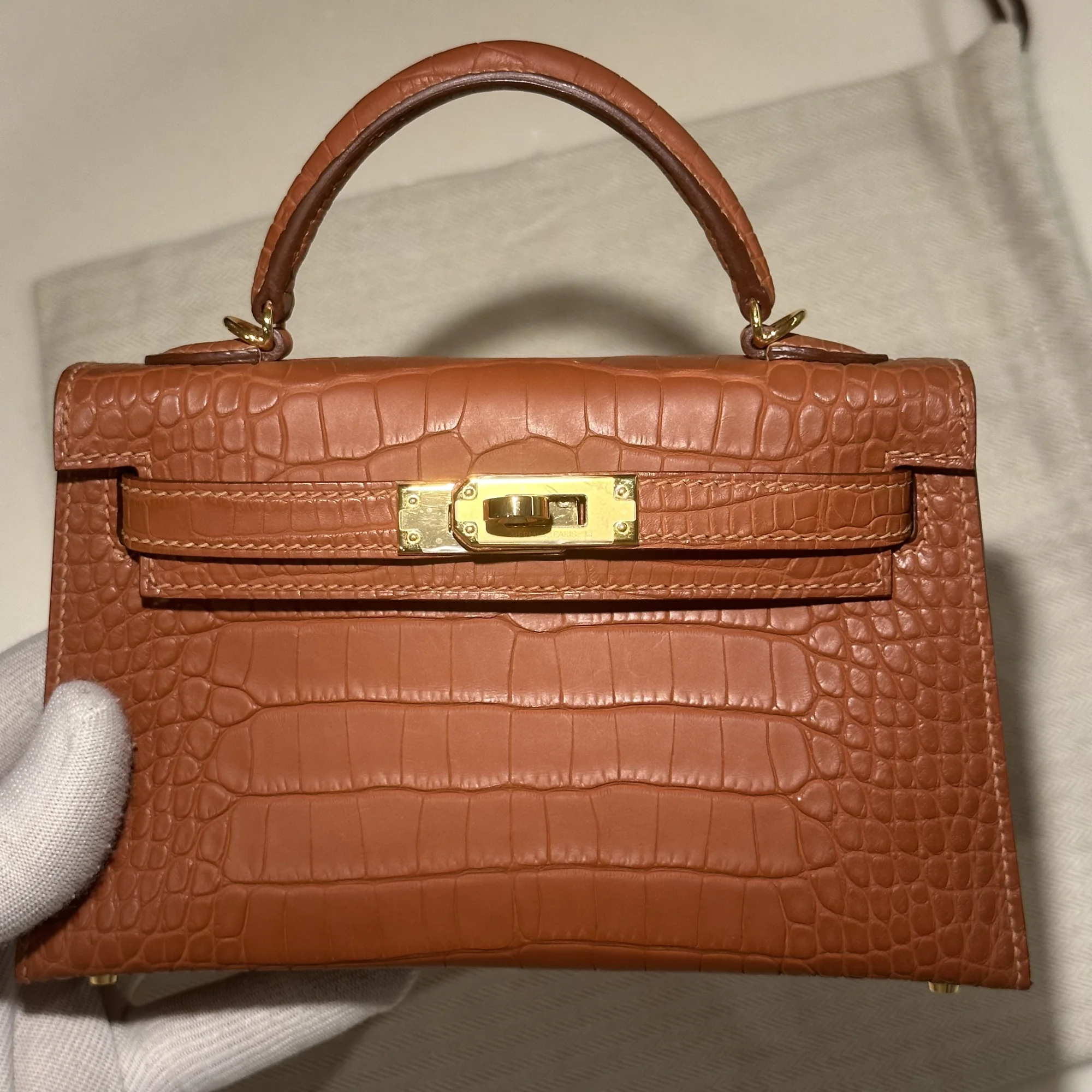 Hermes Mini Kelly 19 Alligator Crocodile Leather миниатюра 6