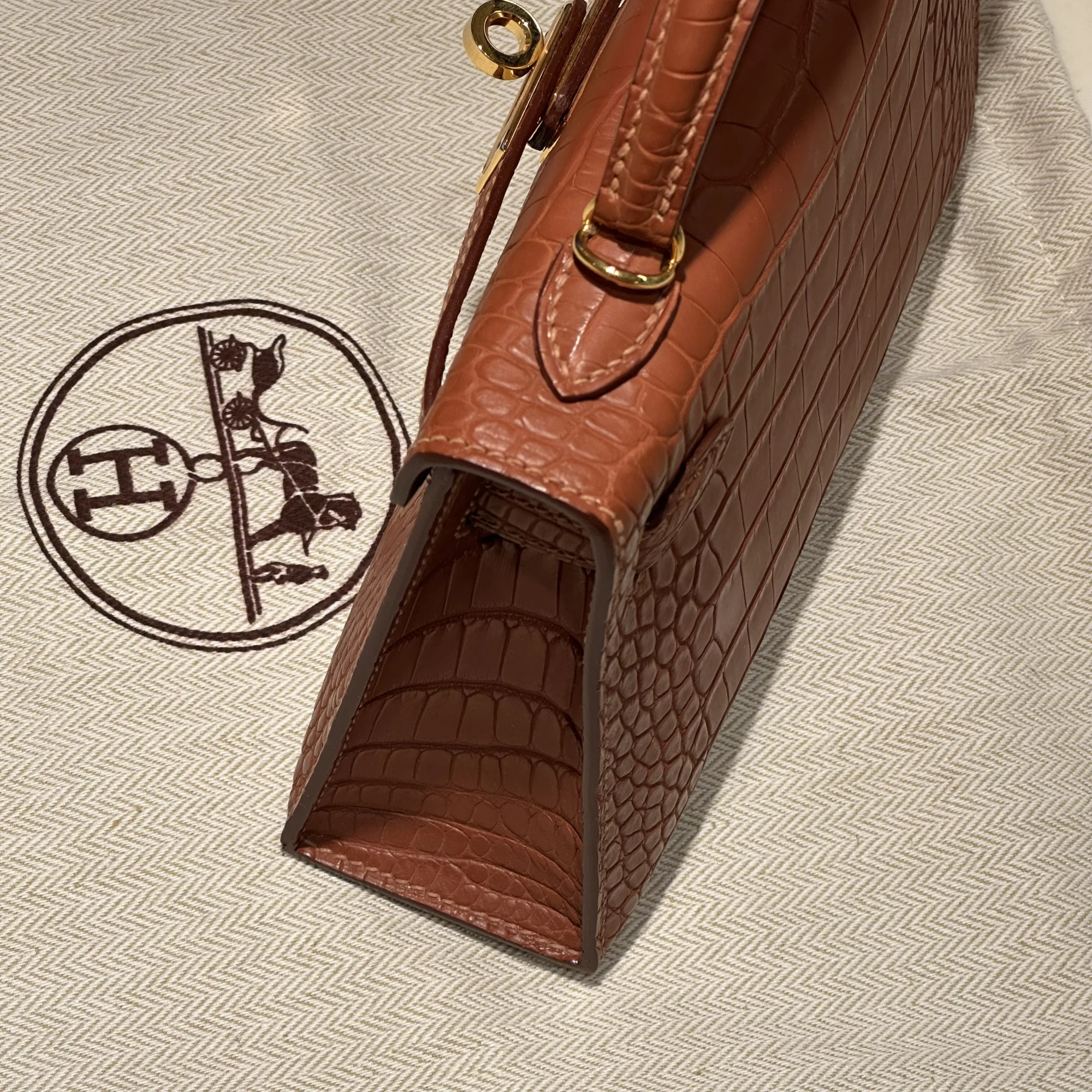 Hermes Mini Kelly 19 Alligator Crocodile Leather миниатюра 7