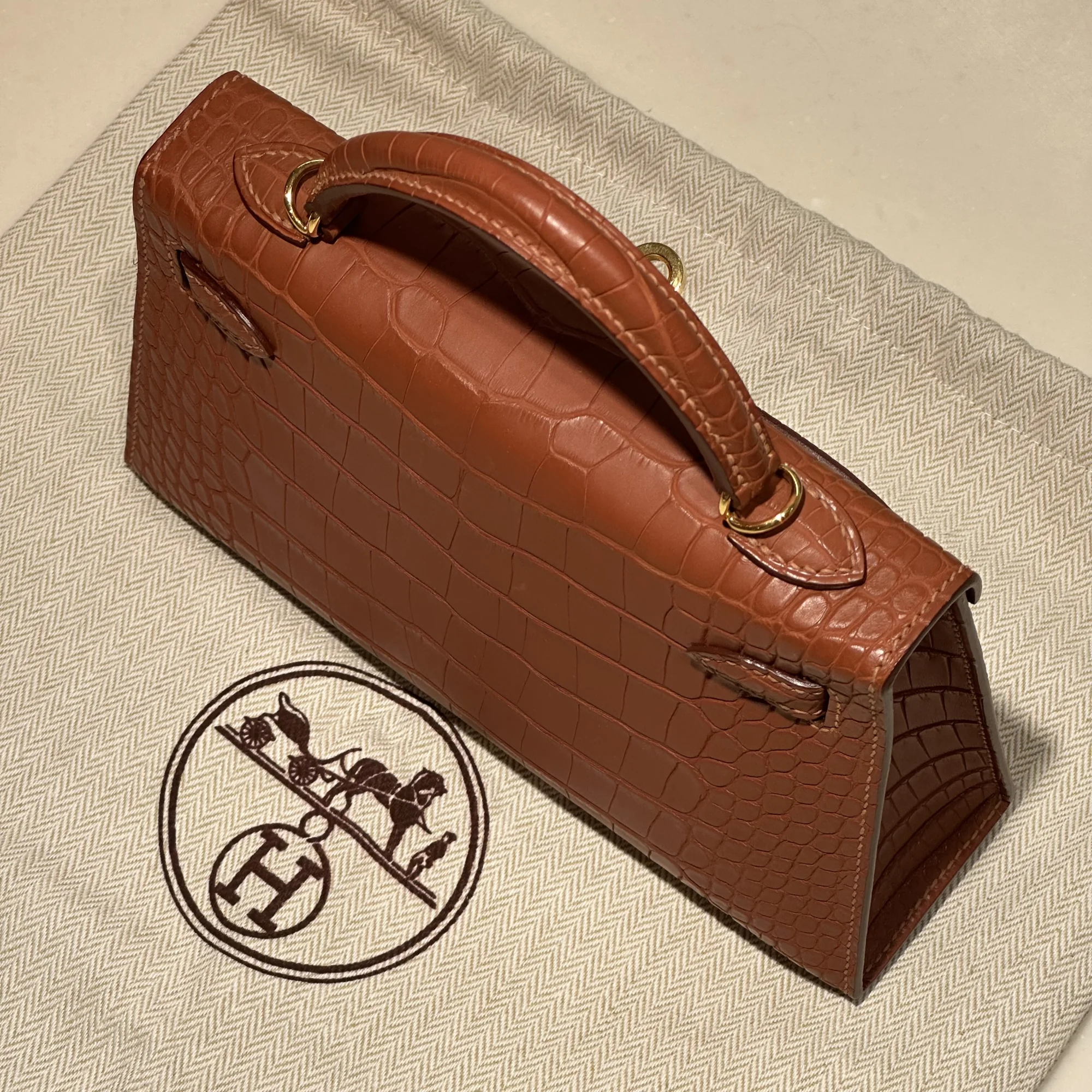 Hermes Mini Kelly 19 Alligator Crocodile Leather миниатюра 10