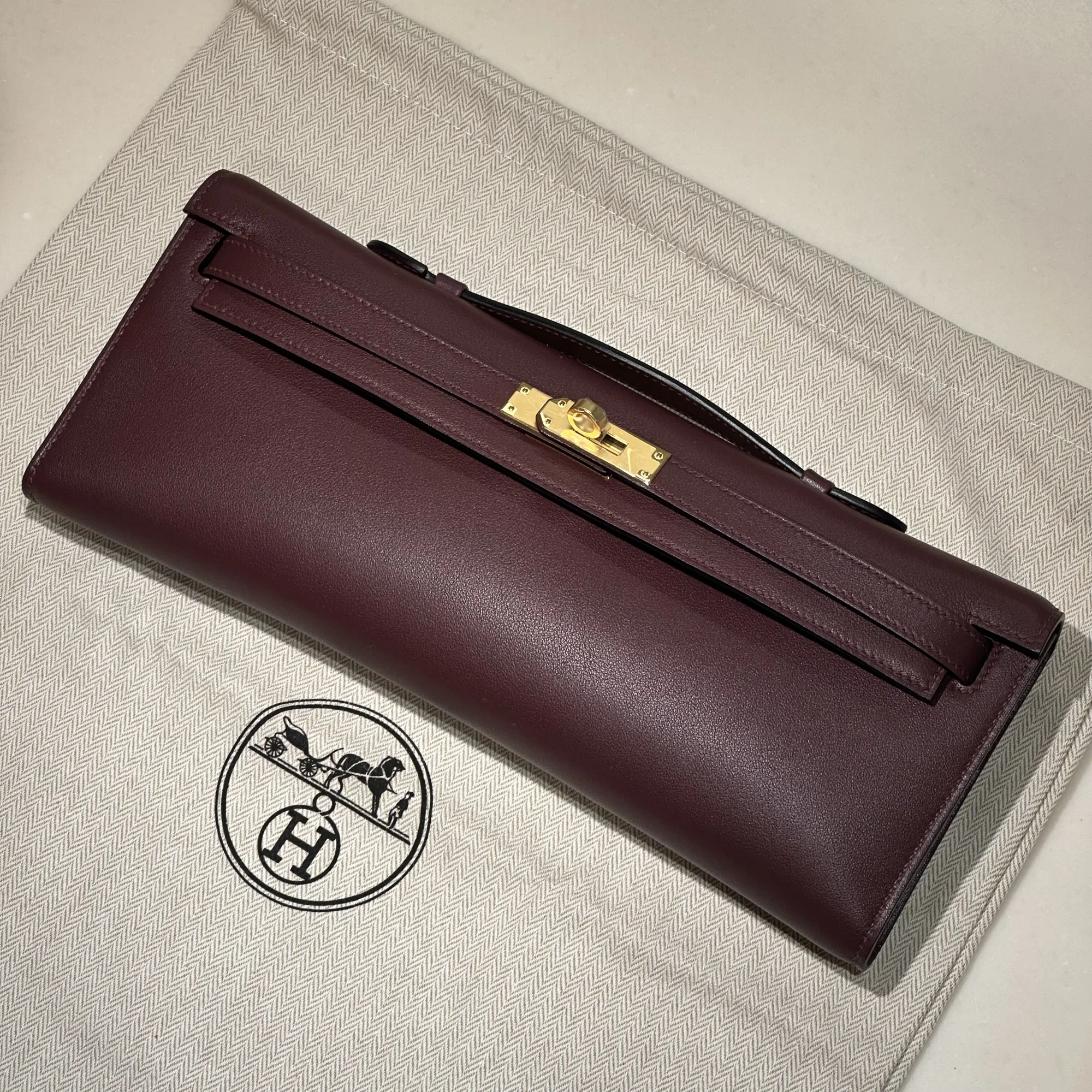 Hermes Kelly Cut Swift Leather Chocolate