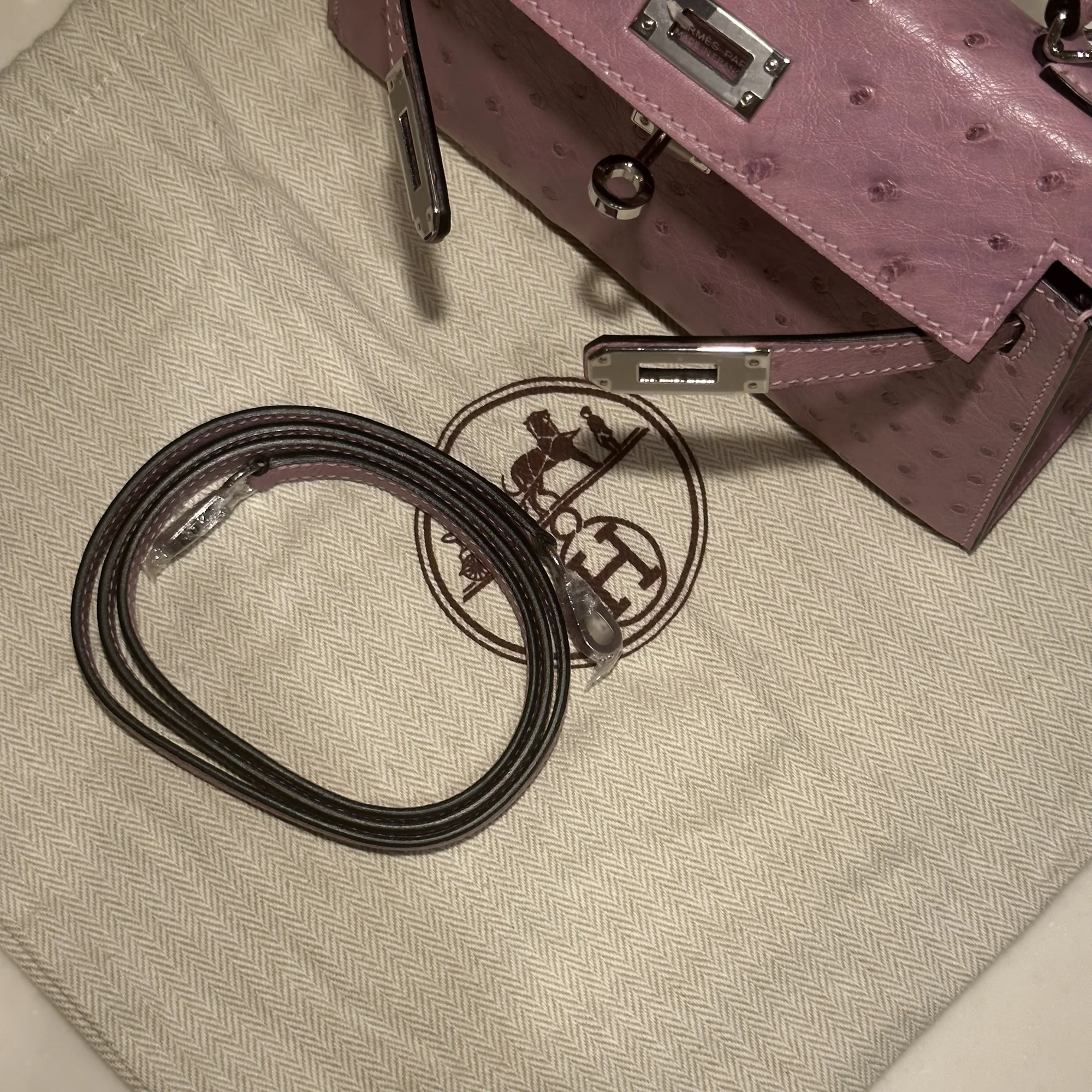 Hermes Mini Kelly 19 cm Ostrich Leather Rose Silver миниатюра 4