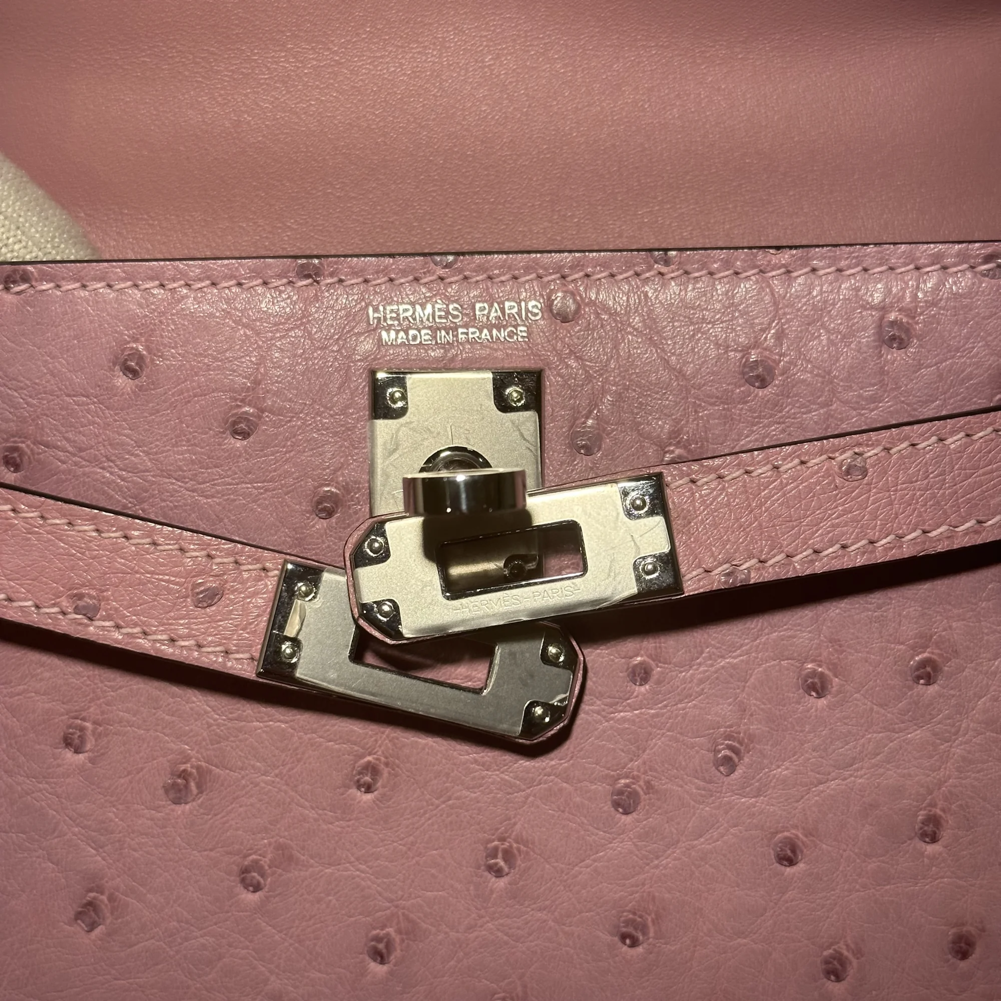 Hermes Mini Kelly 19 cm Ostrich Leather Rose Silver миниатюра 2