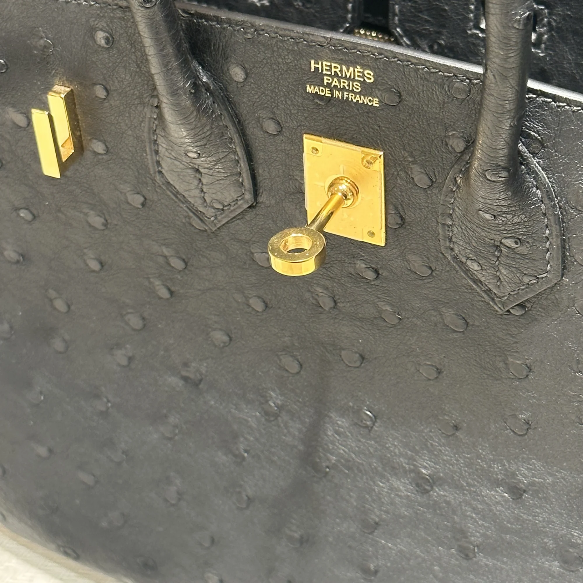 Hermes Birkin 25 cm Ostrich Leather Black миниатюра 2