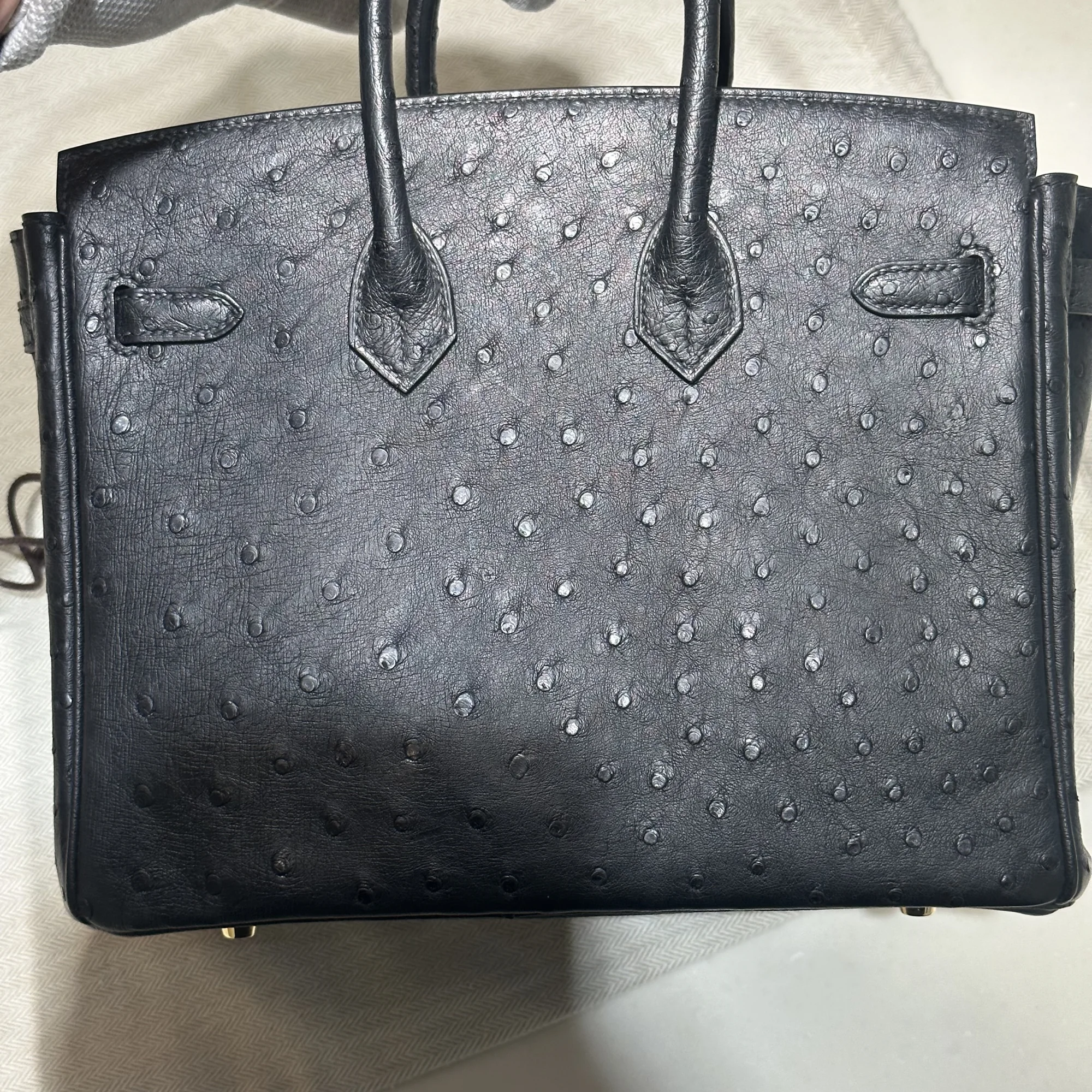 Hermes Birkin 25 cm Ostrich Leather Black миниатюра 4