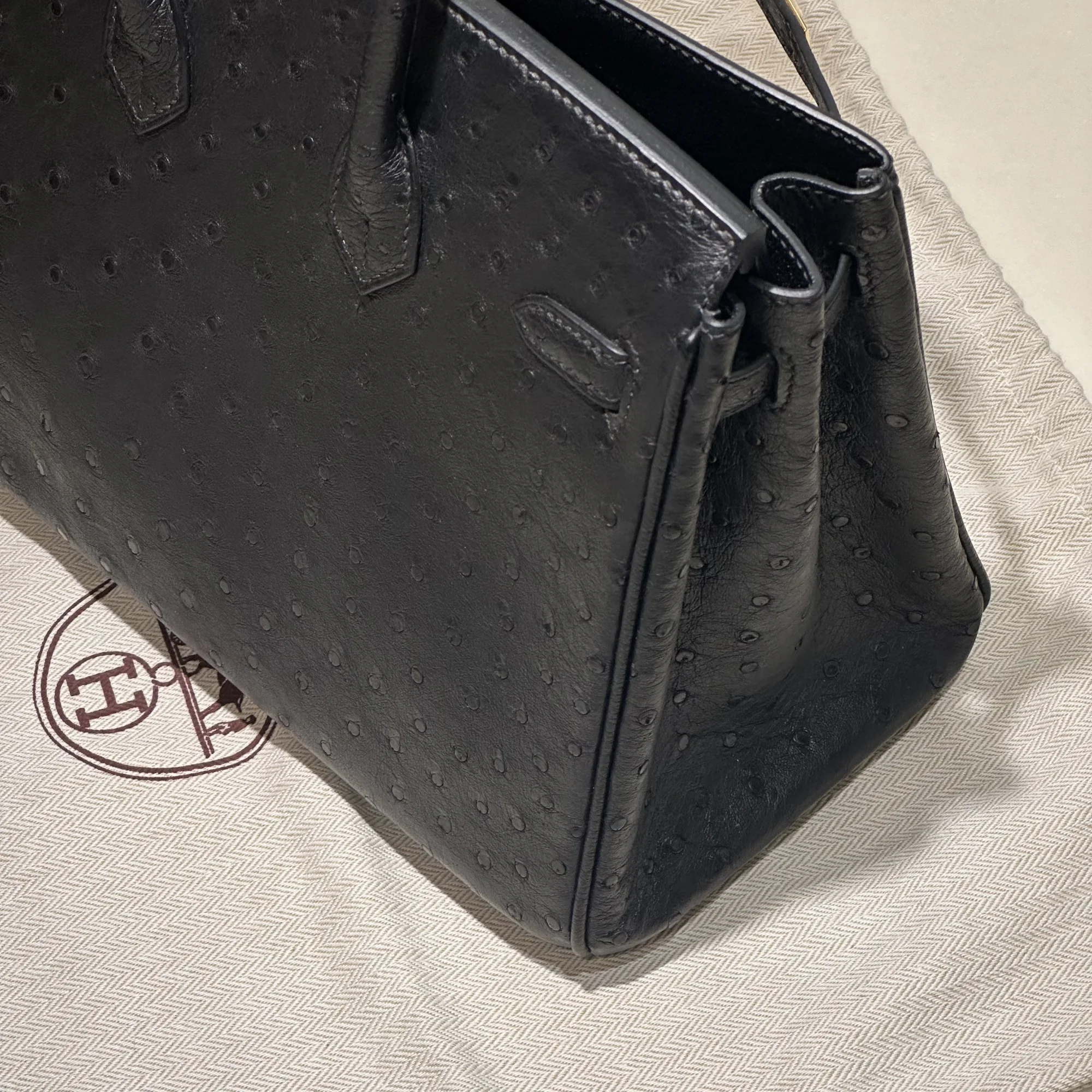 Hermes Birkin 25 cm Ostrich Leather Black миниатюра 6