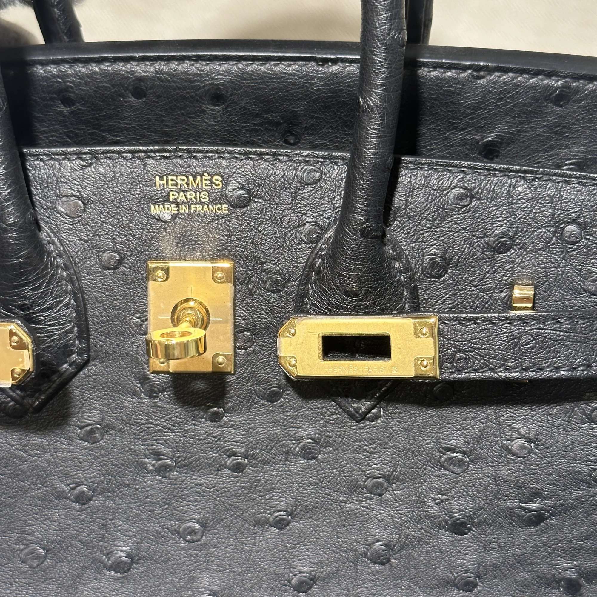 Hermes Birkin 25 cm Ostrich Leather Black миниатюра 7