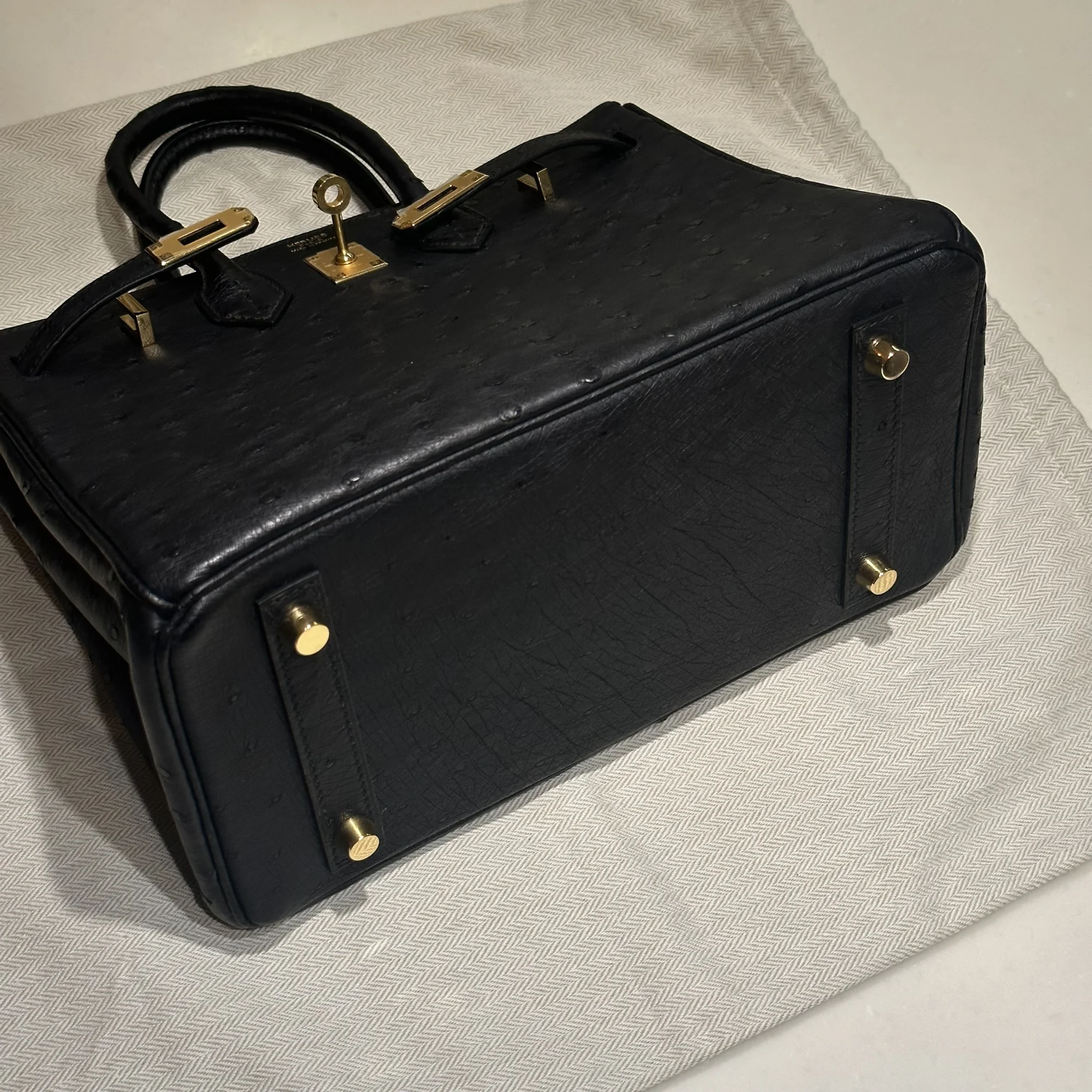 Hermes Birkin 25 cm Ostrich Leather Black миниатюра 8