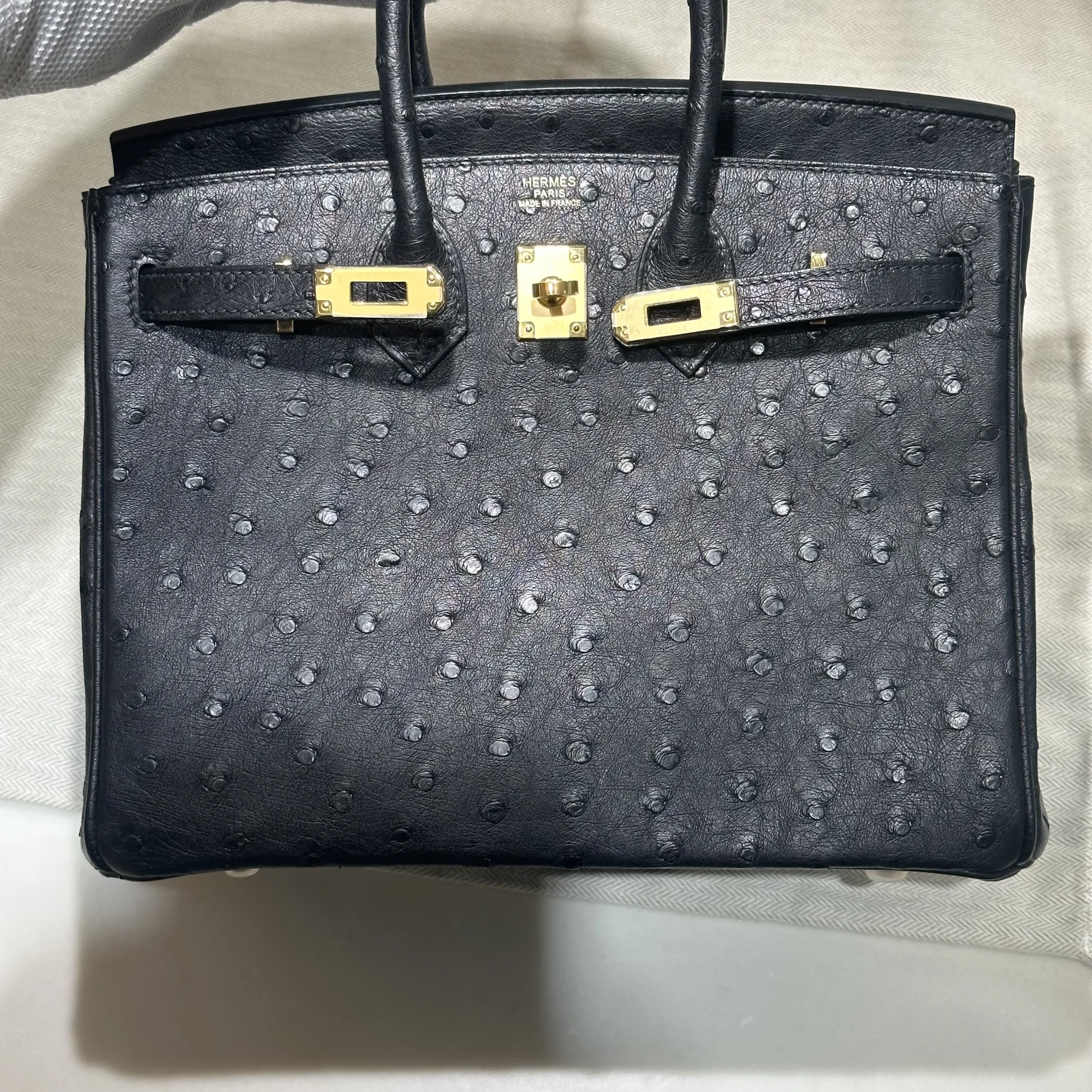 Hermes Birkin 25 cm Ostrich Leather Black миниатюра 9