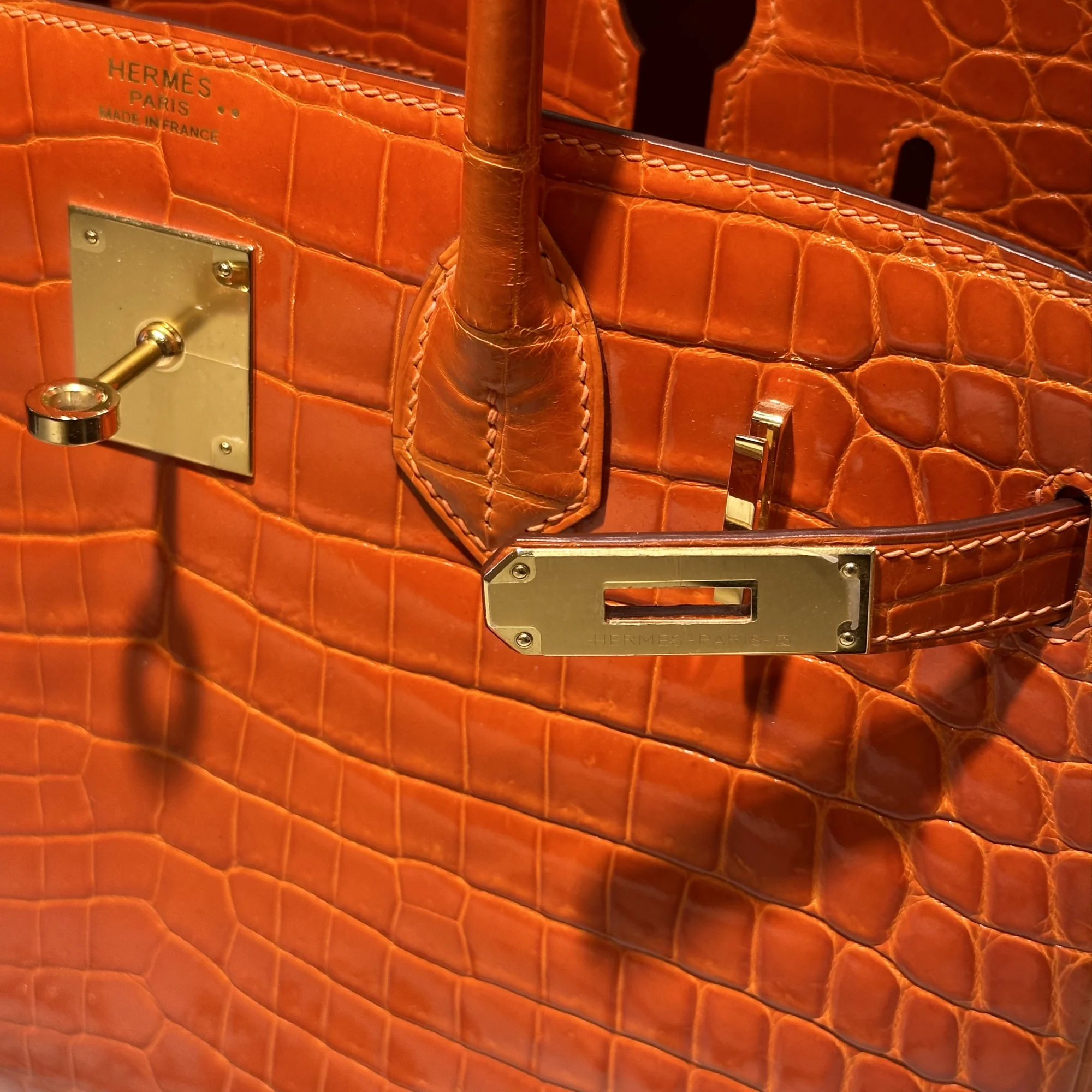 Hermes Birkin Orange Croco 30 Niloticus Crocodile GHW миниатюра 2