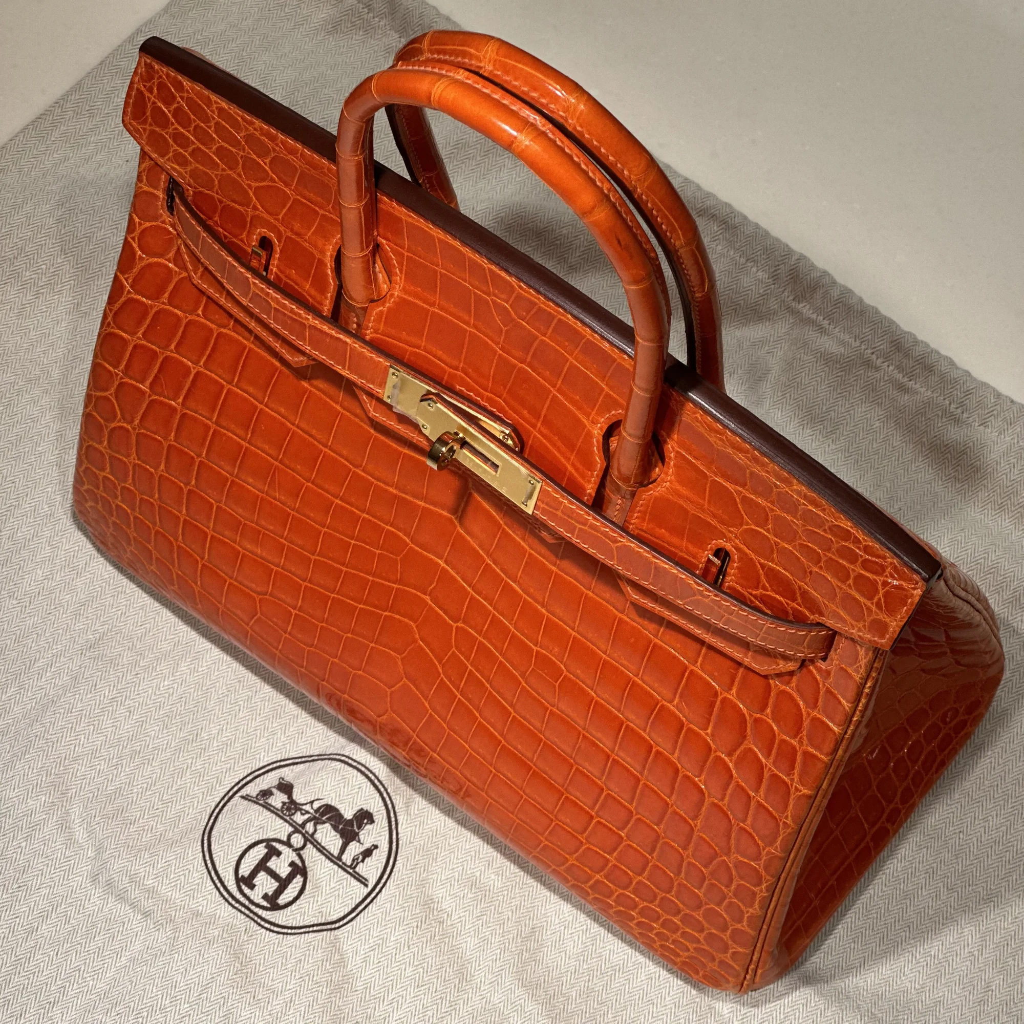 Hermes Birkin Orange Croco 30 Niloticus Crocodile GHW