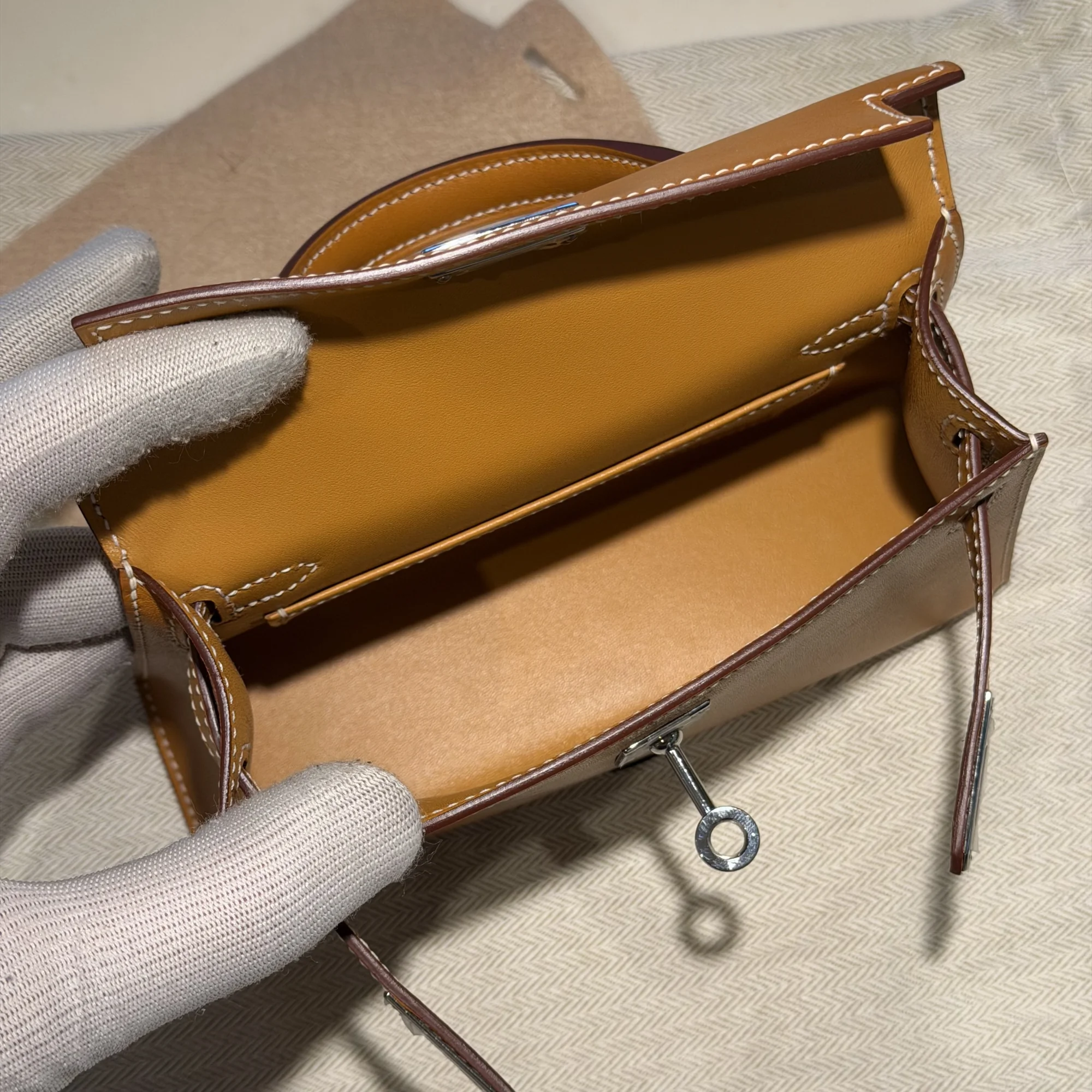 Hermes Mini Kelly 19 Mustard Butler Leather PHW миниатюра 3