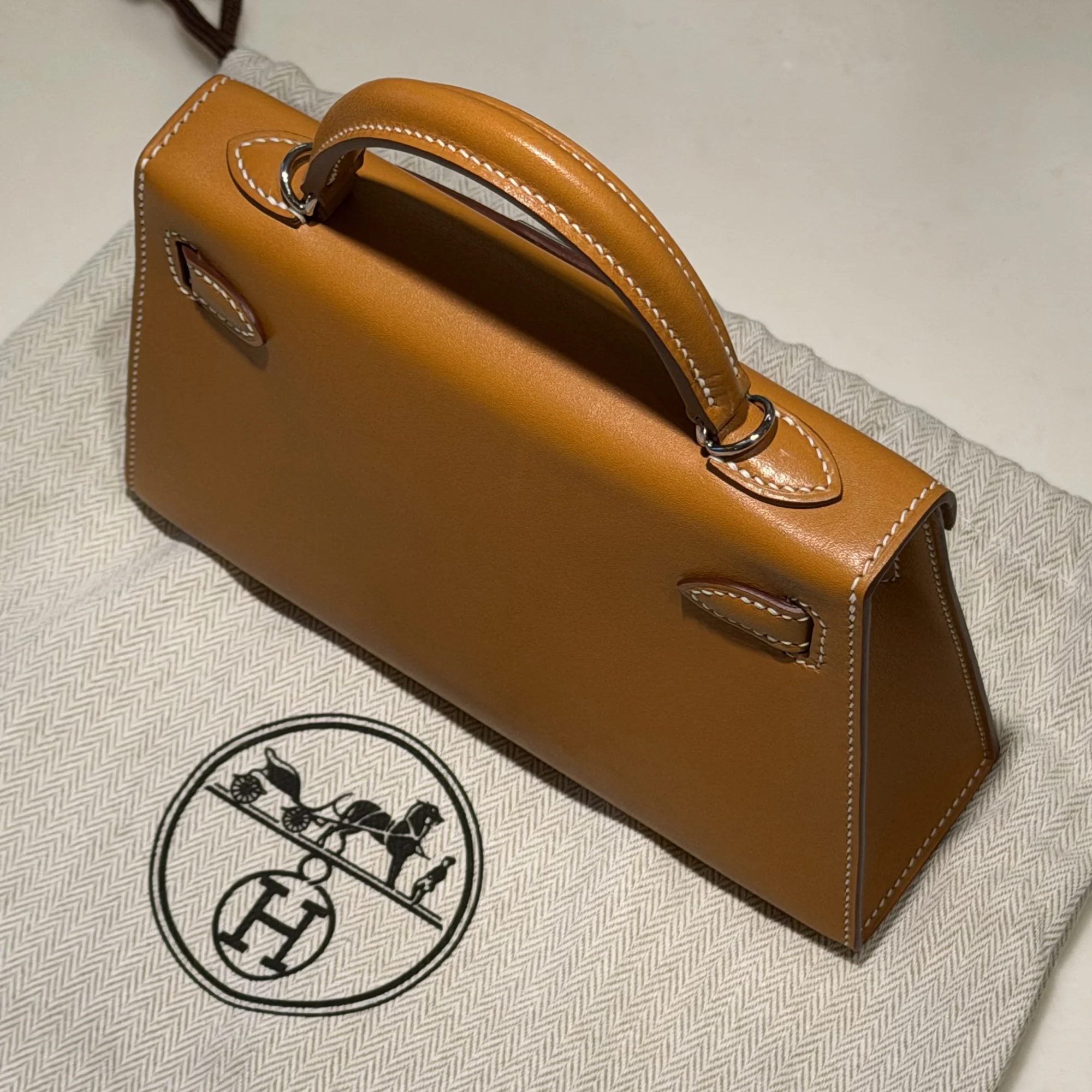 Hermes Mini Kelly 19 Mustard Butler Leather PHW миниатюра 2