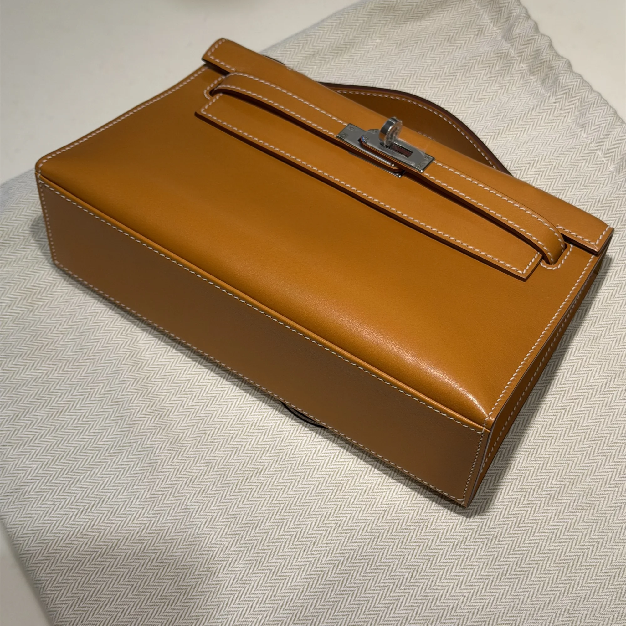 Hermes Kelly Pochette 22 Sesame Butler Leather PHW миниатюра 6