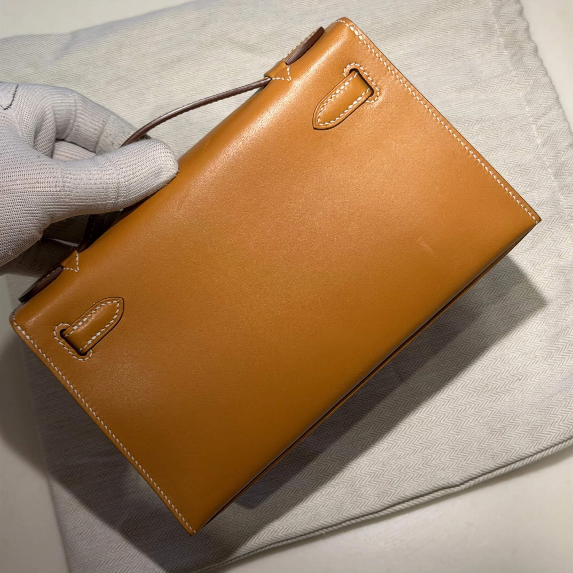 Hermes Kelly Pochette 22 Sesame Butler Leather PHW миниатюра 7