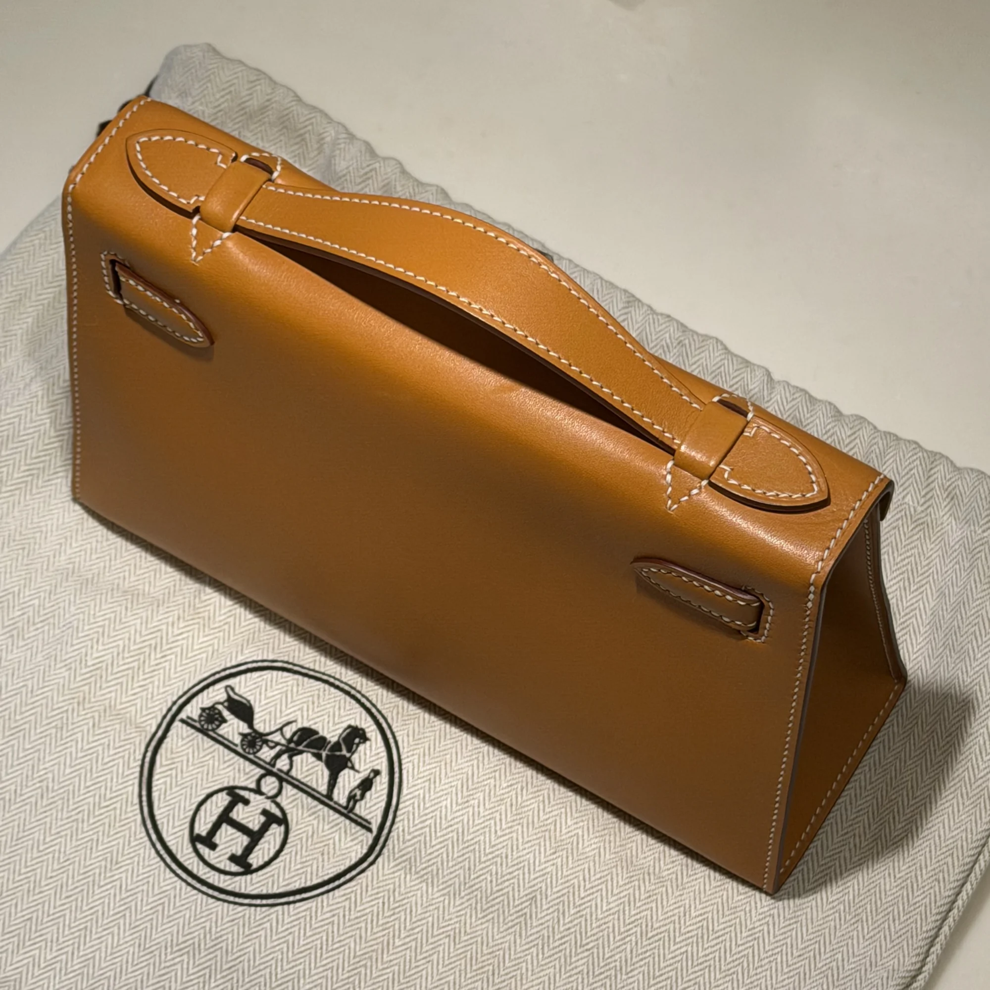 Hermes Kelly Pochette 22 Sesame Butler Leather PHW миниатюра 2