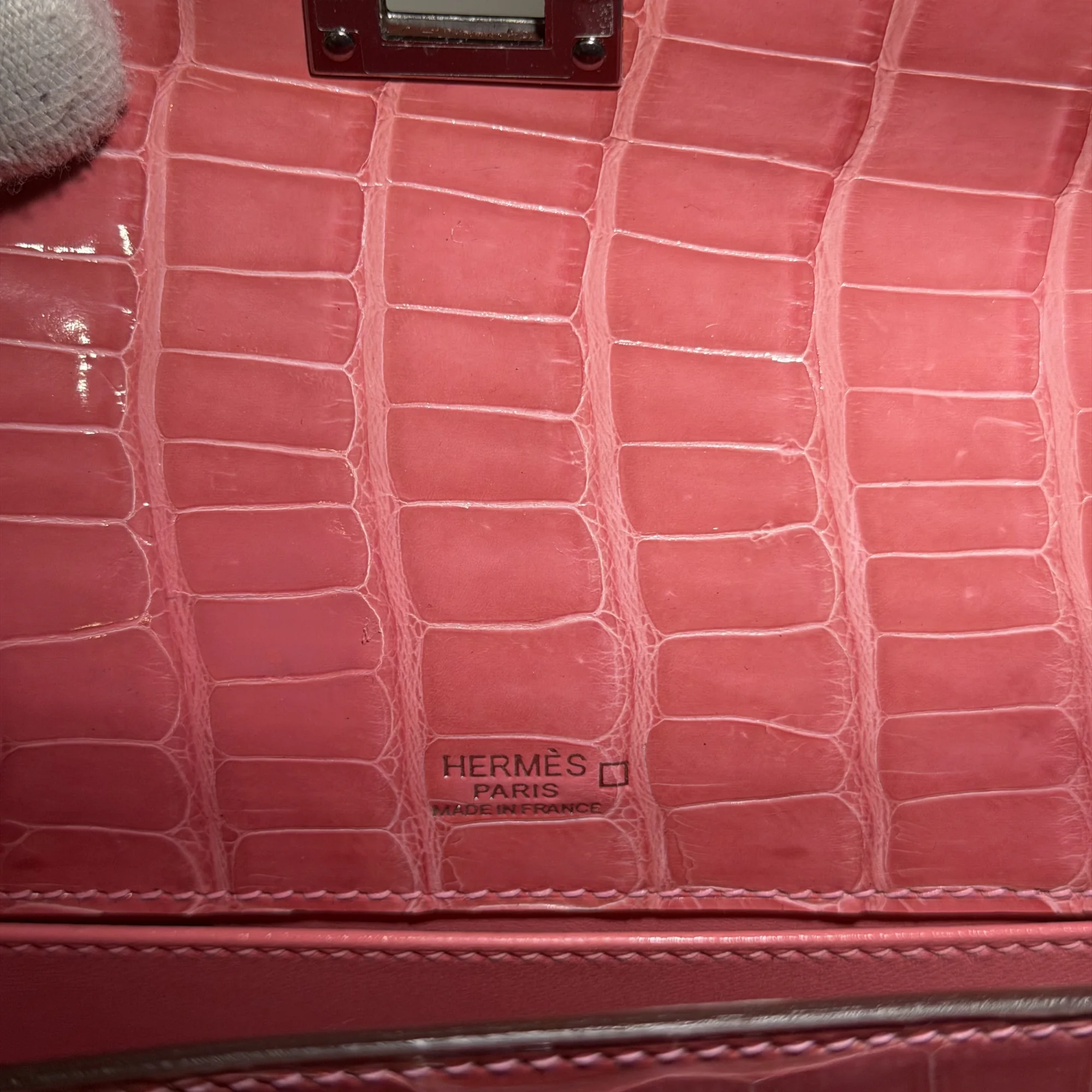 Hermes Kelly Pochette 22 Coral Alligator Crocodile Leather PHW миниатюра 4