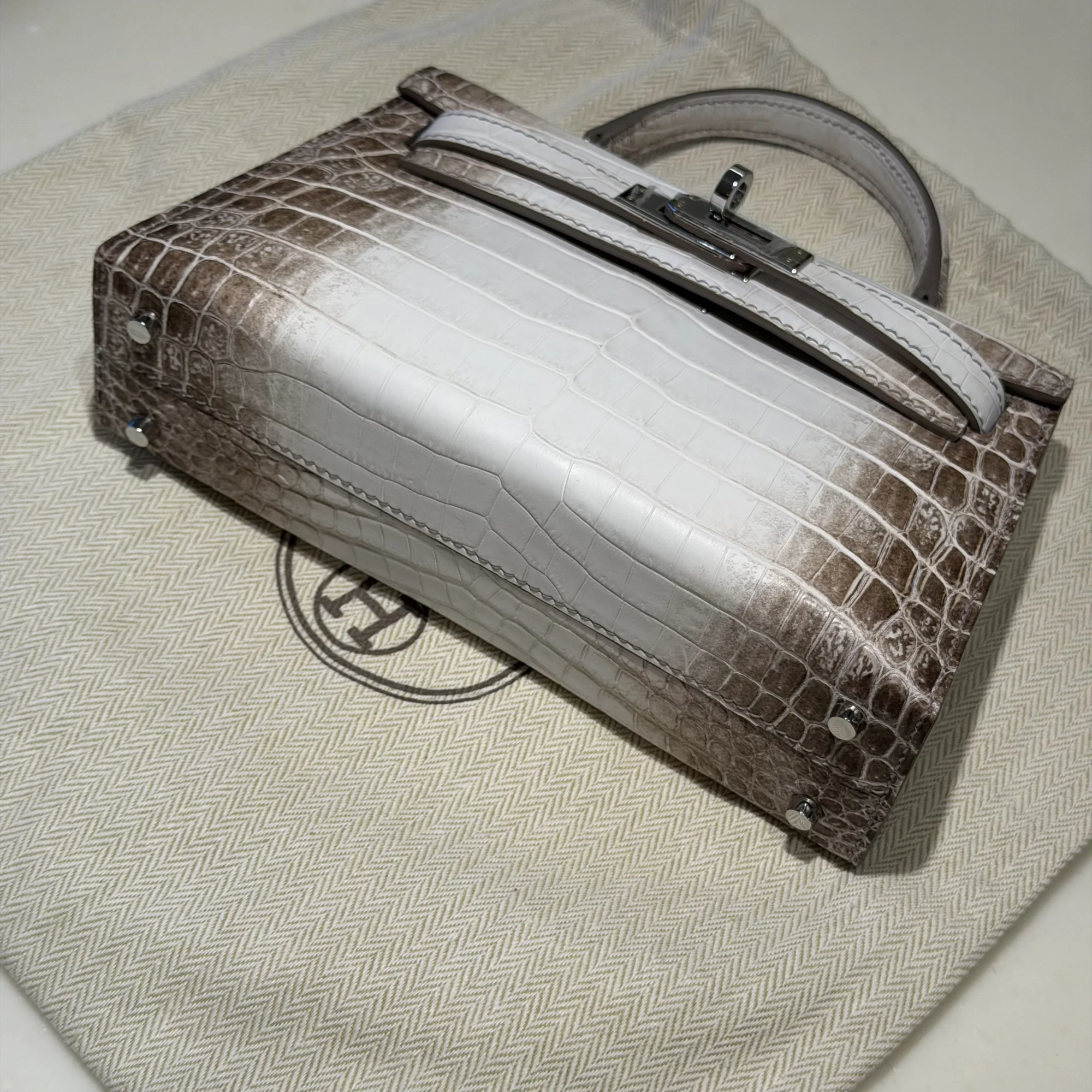 Hermes Mini Kelly 19 Himalaya Crocodile Leather PHW миниатюра 5