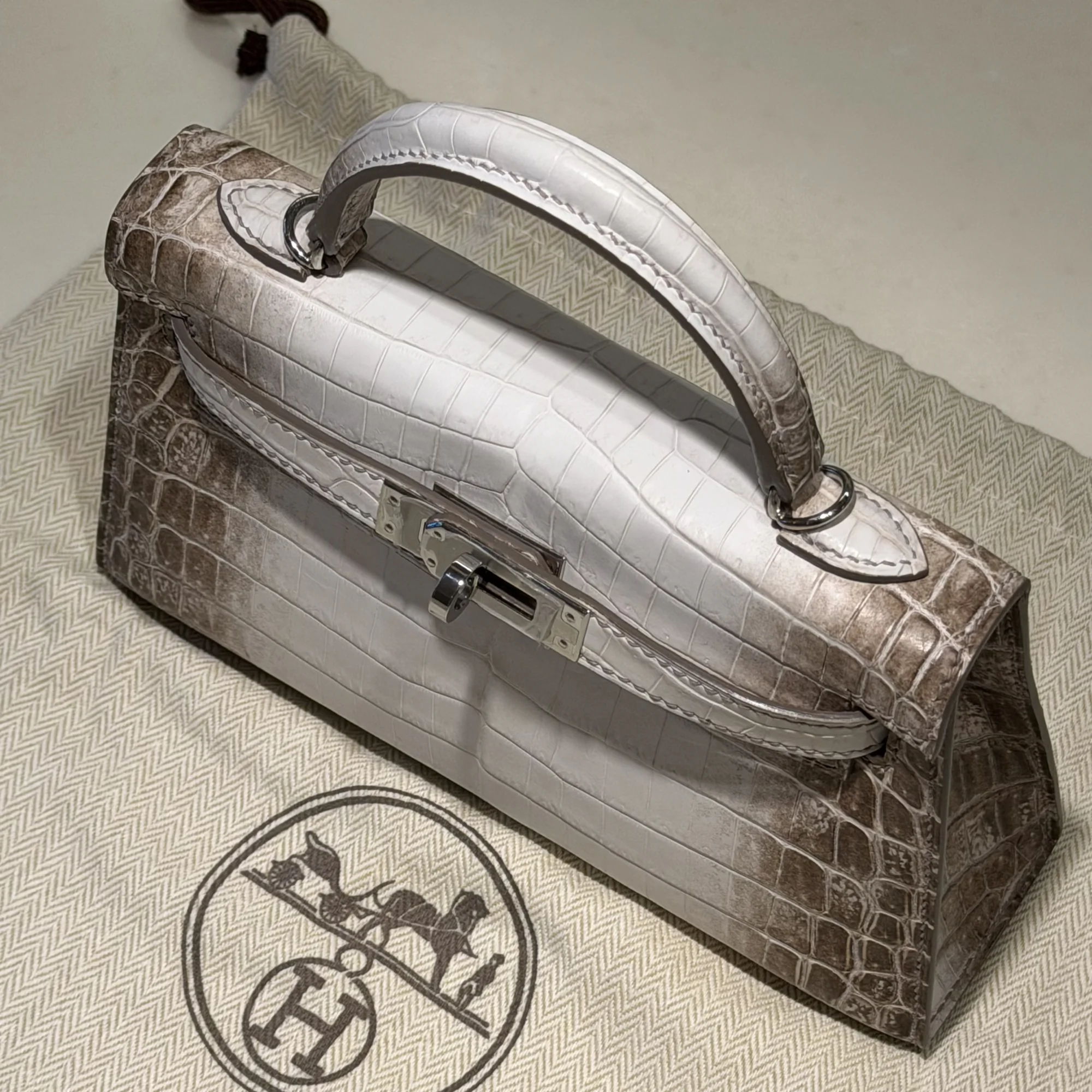 Hermes Mini Kelly 19 Himalaya Crocodile Leather PHW