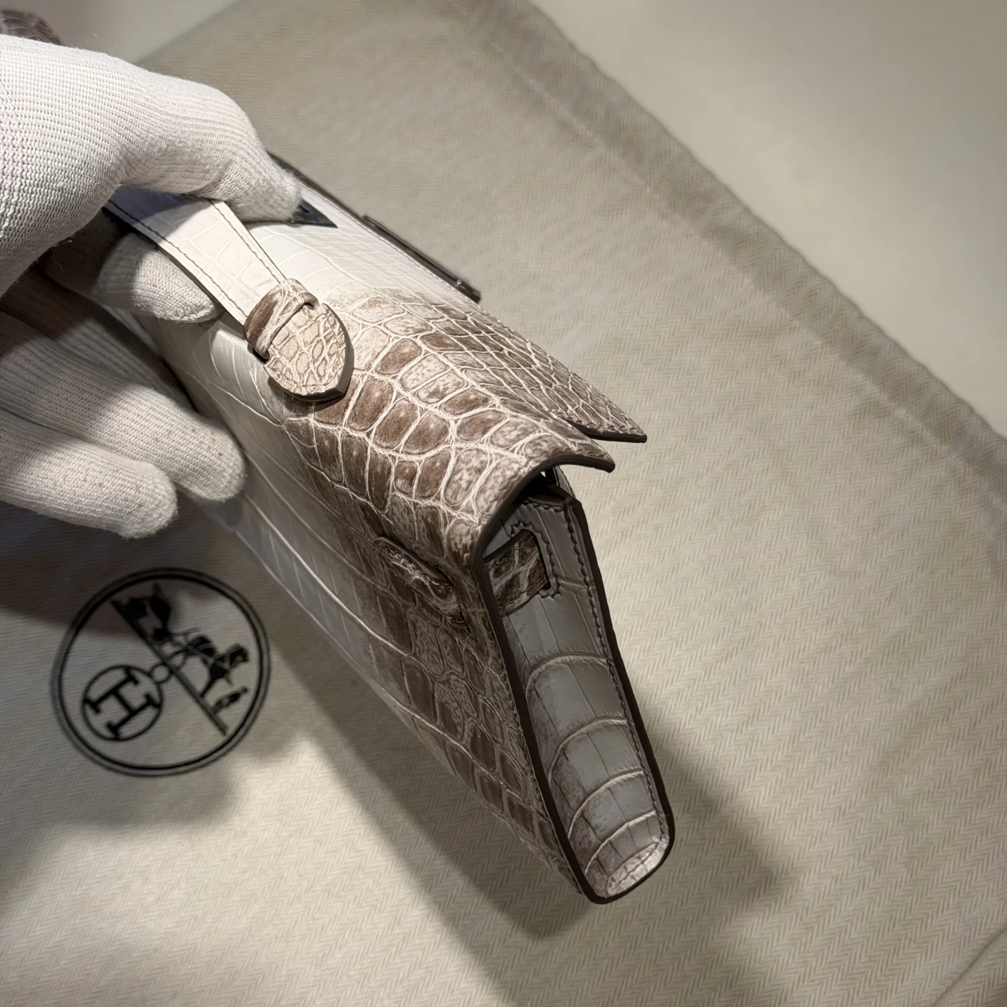 Hermes Kelly Cut Himalaya Crocodile Leather PHW миниатюра 2