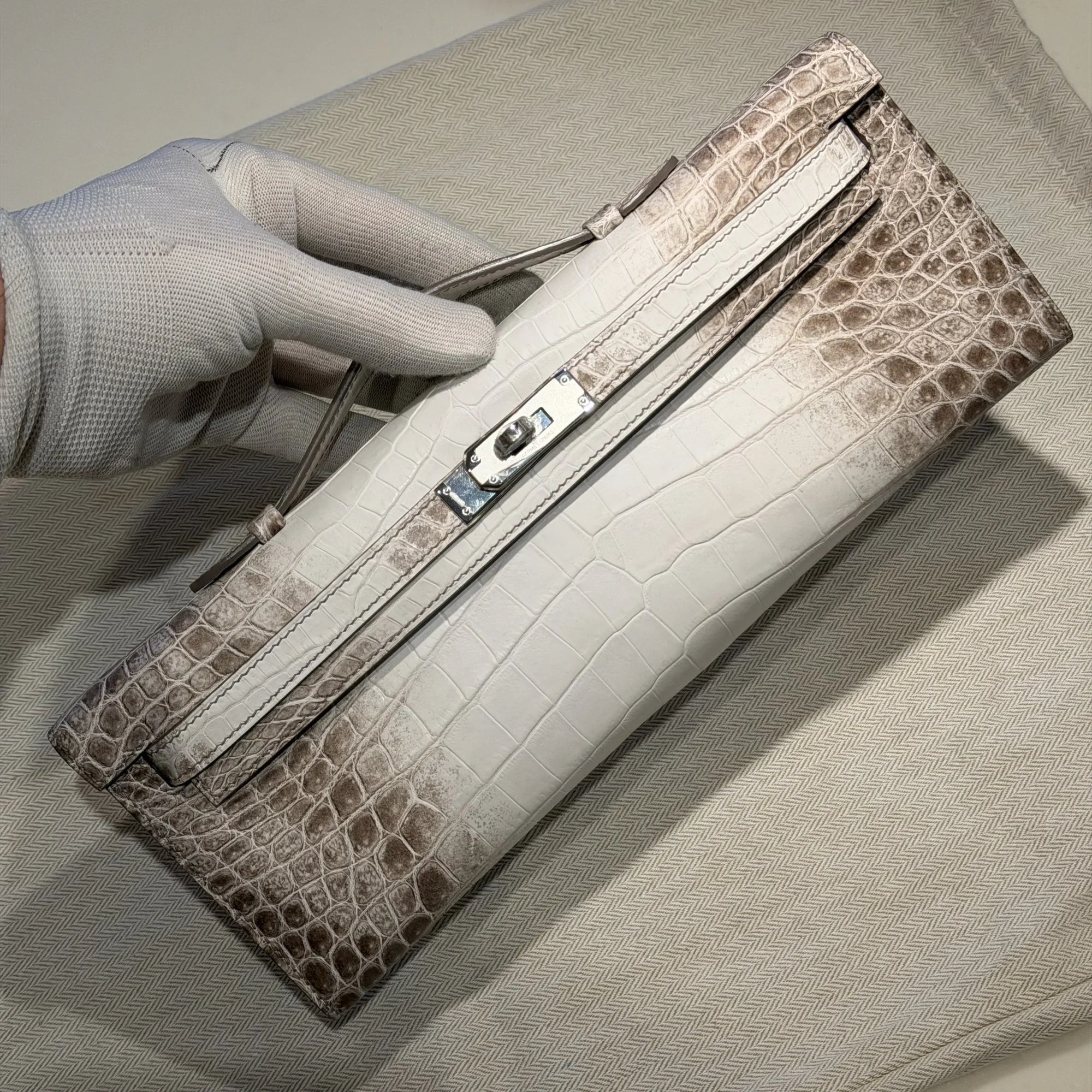 Hermes Kelly Cut Himalaya Crocodile Leather PHW миниатюра 6