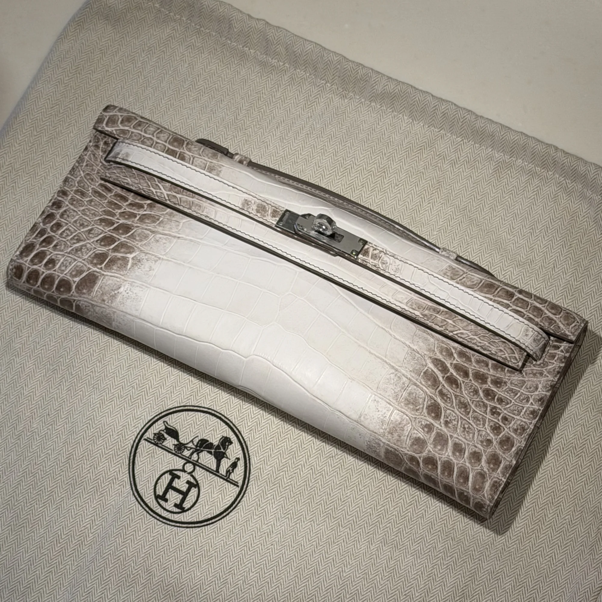 Hermes Kelly Cut Himalaya Crocodile Leather PHW