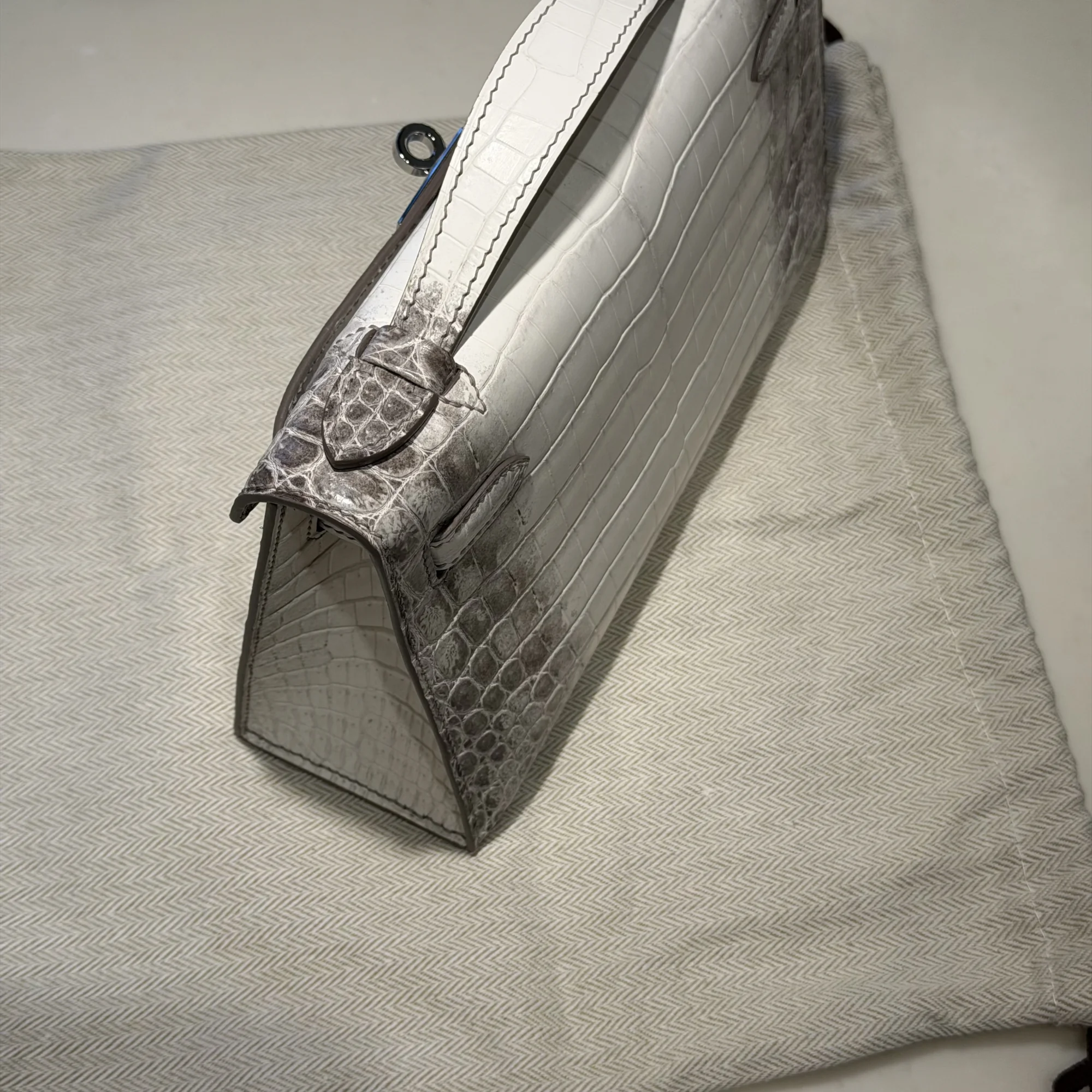 Hermes Kelly Pochette 22 Himalaya Crocodile Leather PHW миниатюра 3