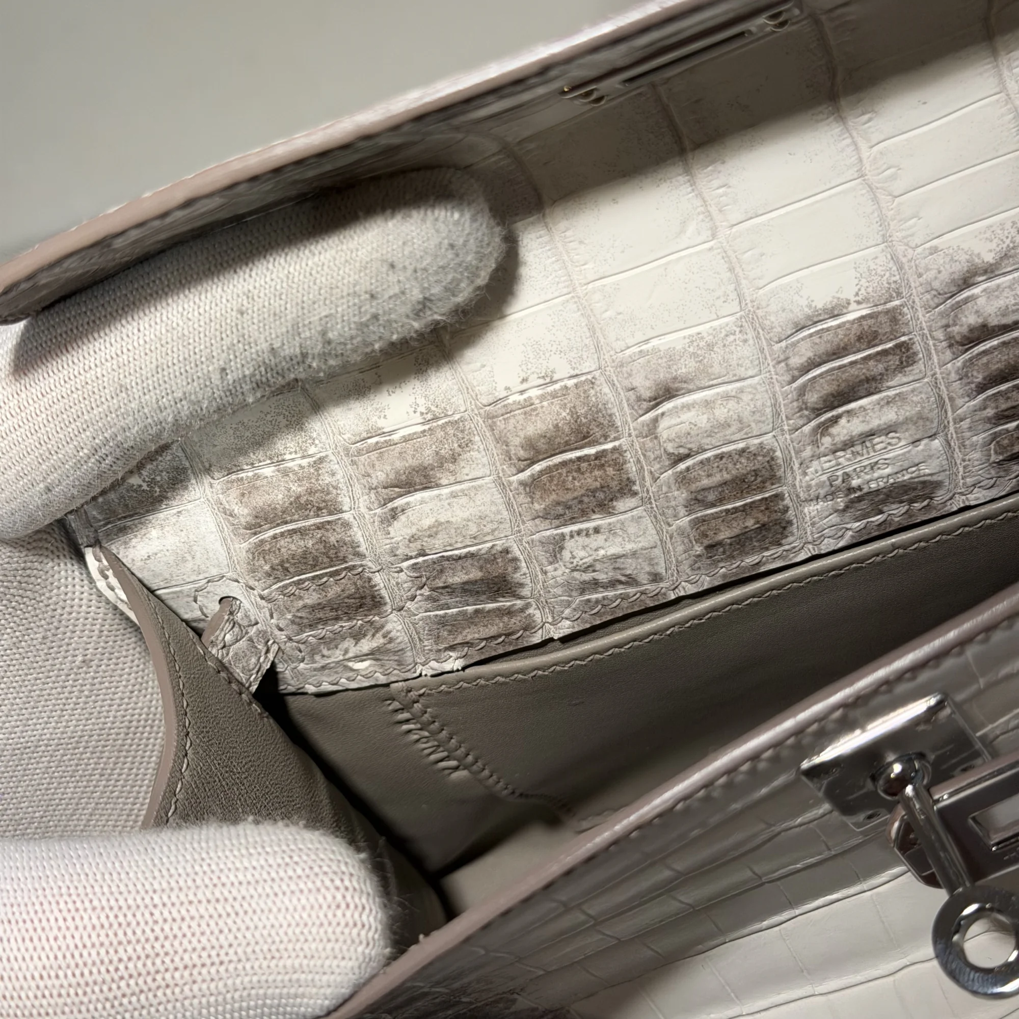 Hermes Kelly Pochette 22 Himalaya Crocodile Leather PHW миниатюра 5