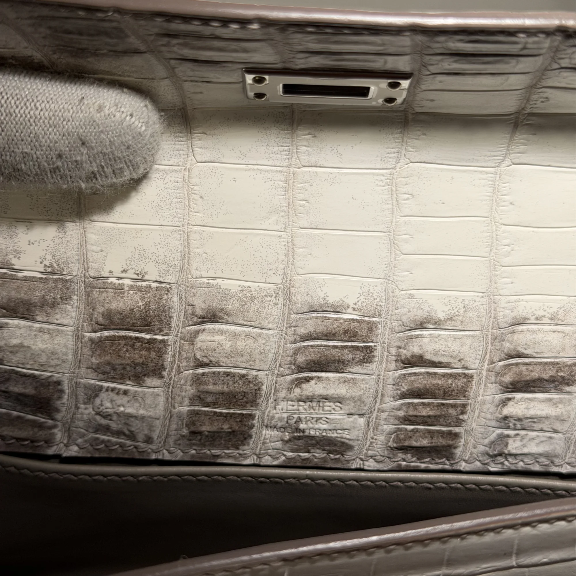 Hermes Kelly Pochette 22 Himalaya Crocodile Leather PHW миниатюра 6