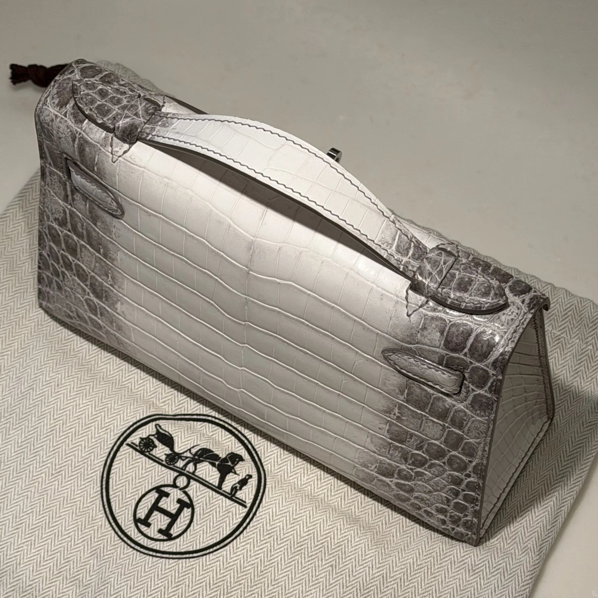 Hermes Kelly Pochette 22 Himalaya Crocodile Leather PHW миниатюра 2