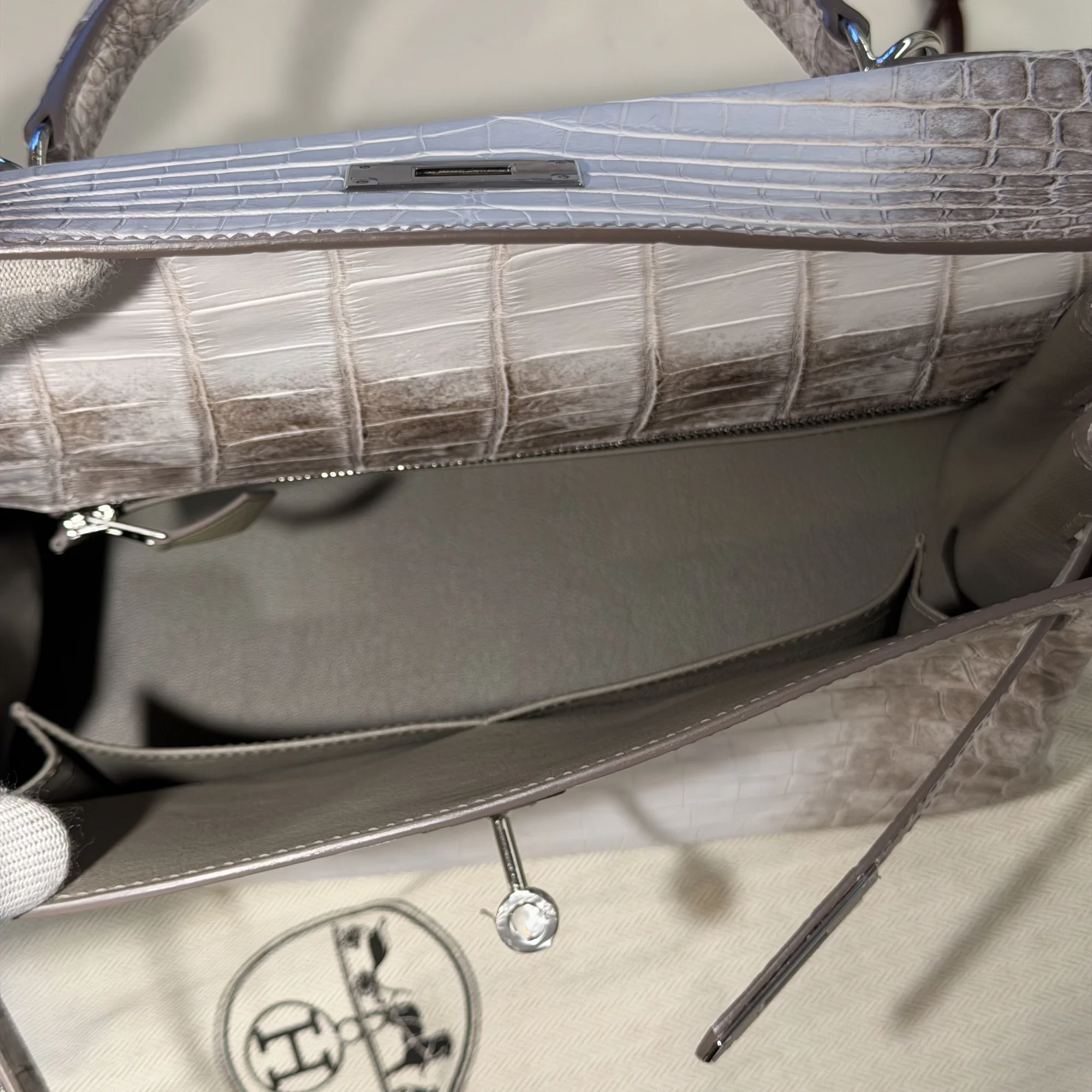 Hermes Kelly 28 Himalaya Crocodile Leather PHW миниатюра 6