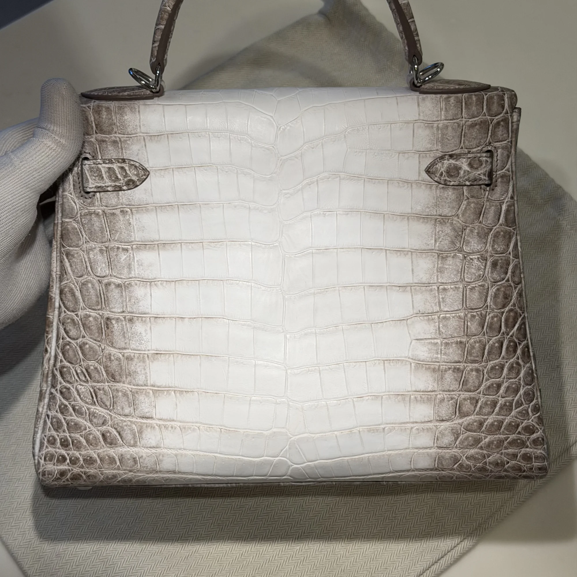 Hermes Kelly 28 Himalaya Crocodile Leather PHW миниатюра 8