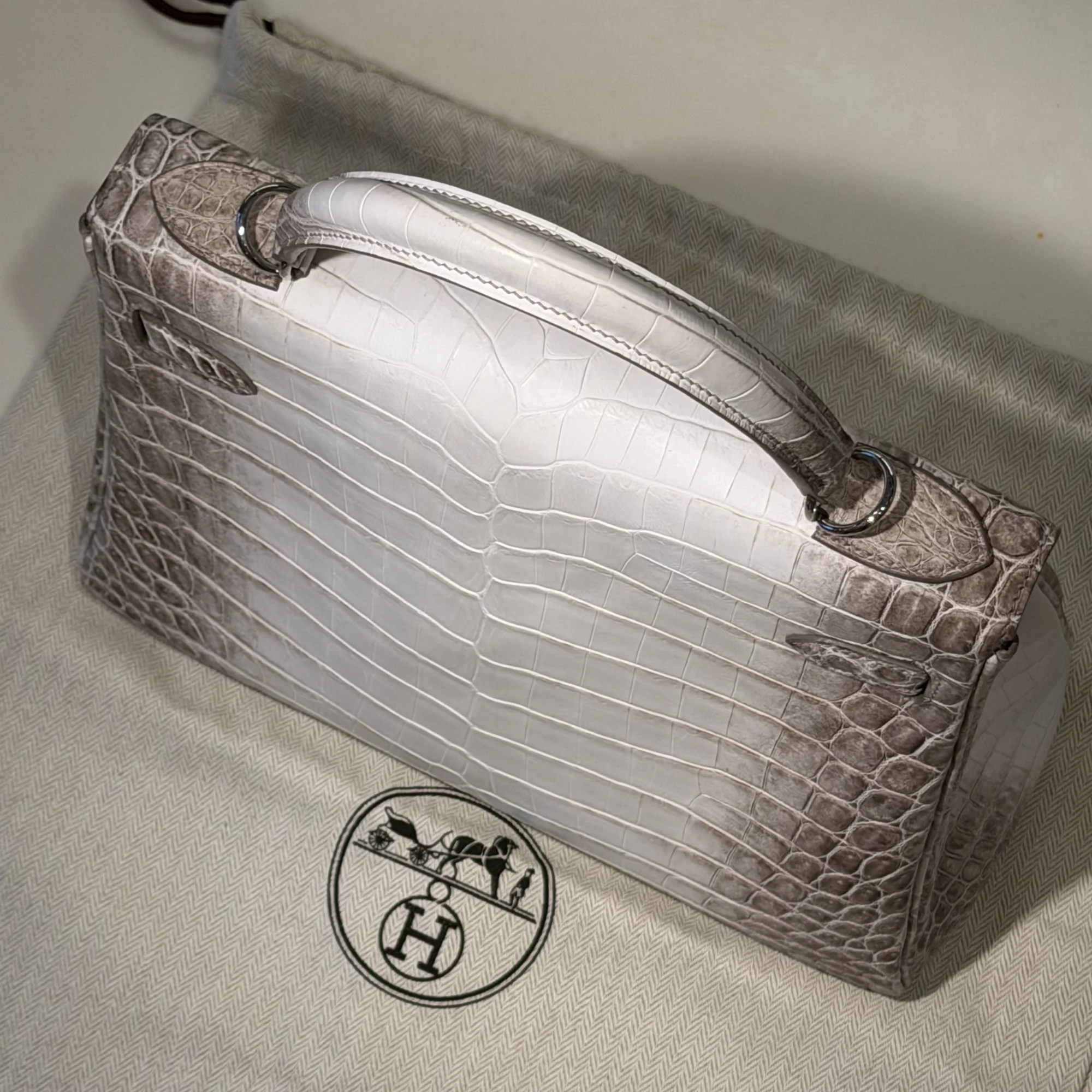 Hermes Kelly 28 Himalaya Crocodile Leather PHW миниатюра 2