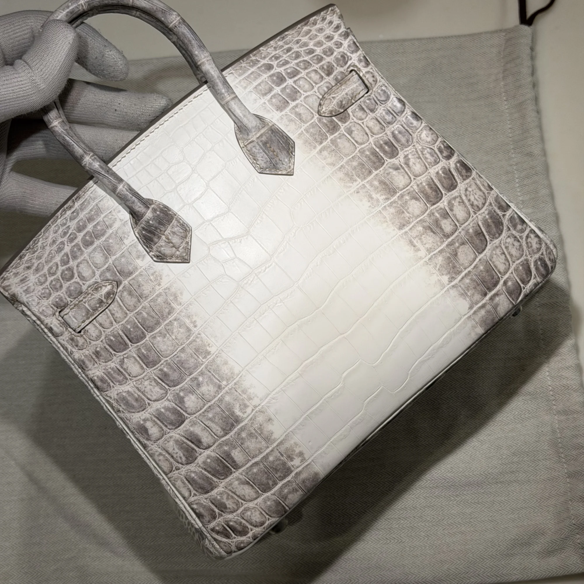 Hermes Birkin 25 Himalaya Crocodile Leather PHW миниатюра 8