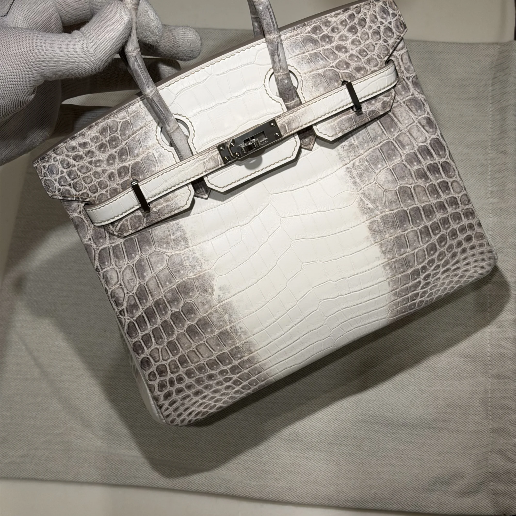 Hermes Birkin 25 Himalaya Crocodile Leather PHW миниатюра 9