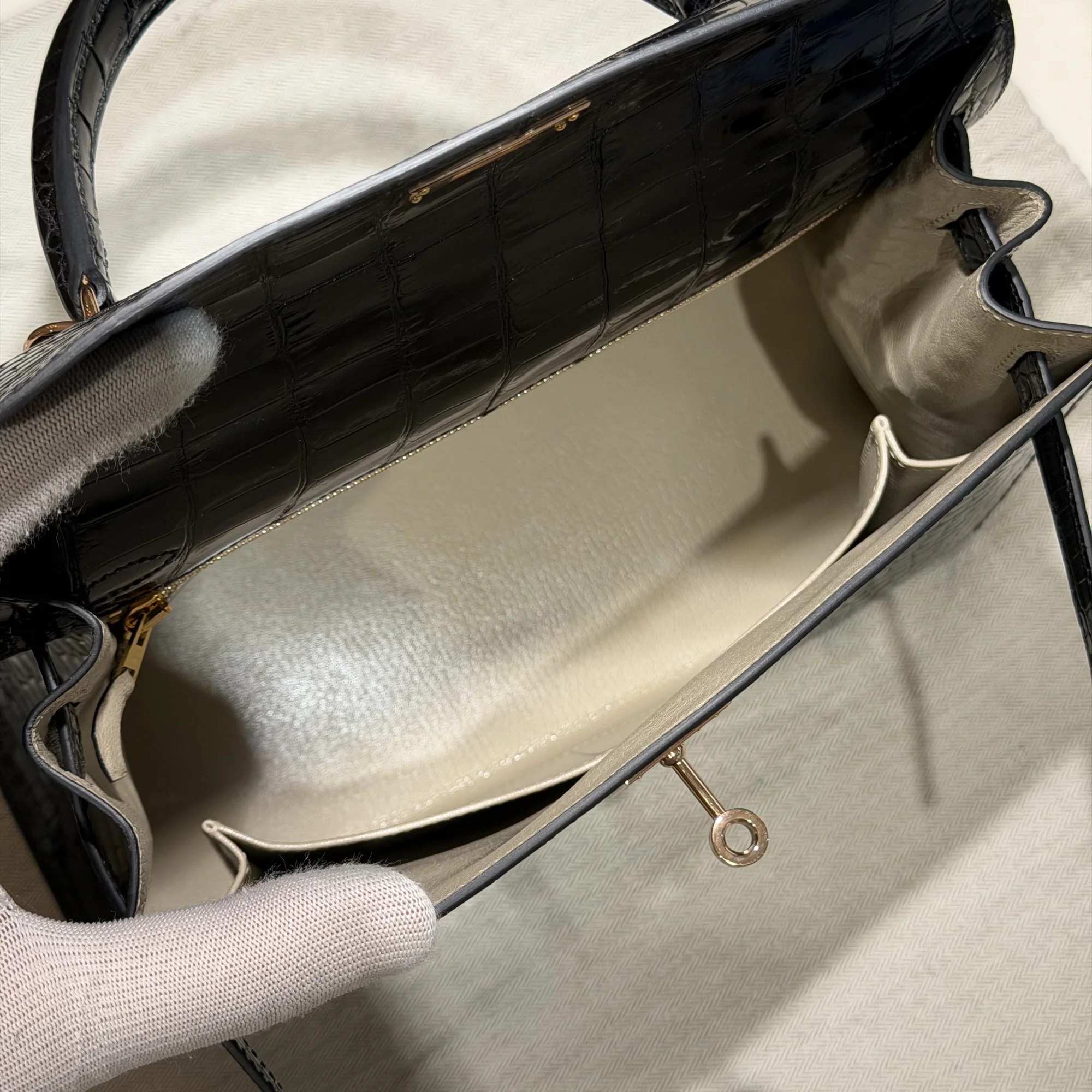 Hermes Kelly 32 Porosus Crocodile Leather GHW миниатюра 3