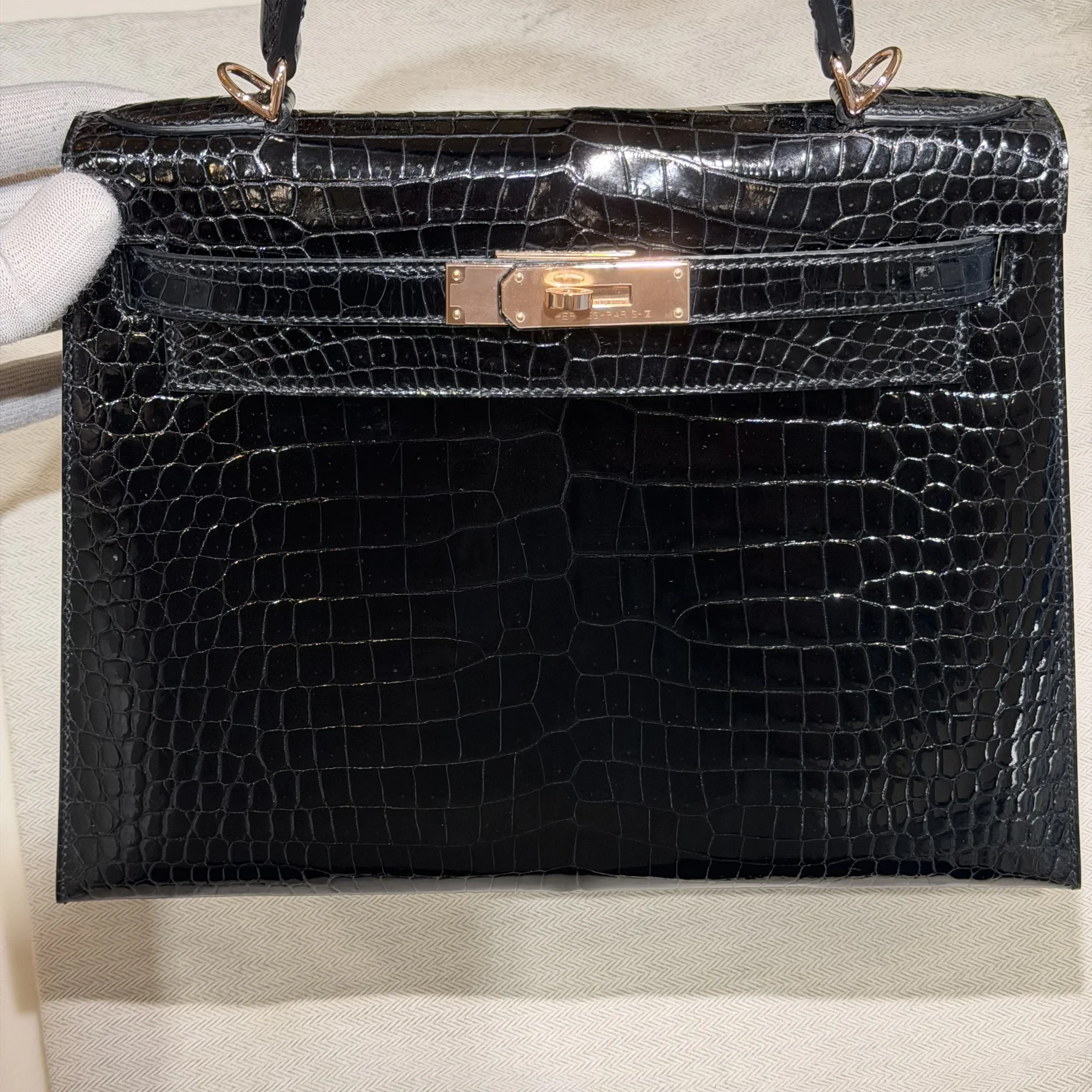 Hermes Kelly 32 Porosus Crocodile Leather GHW миниатюра 9