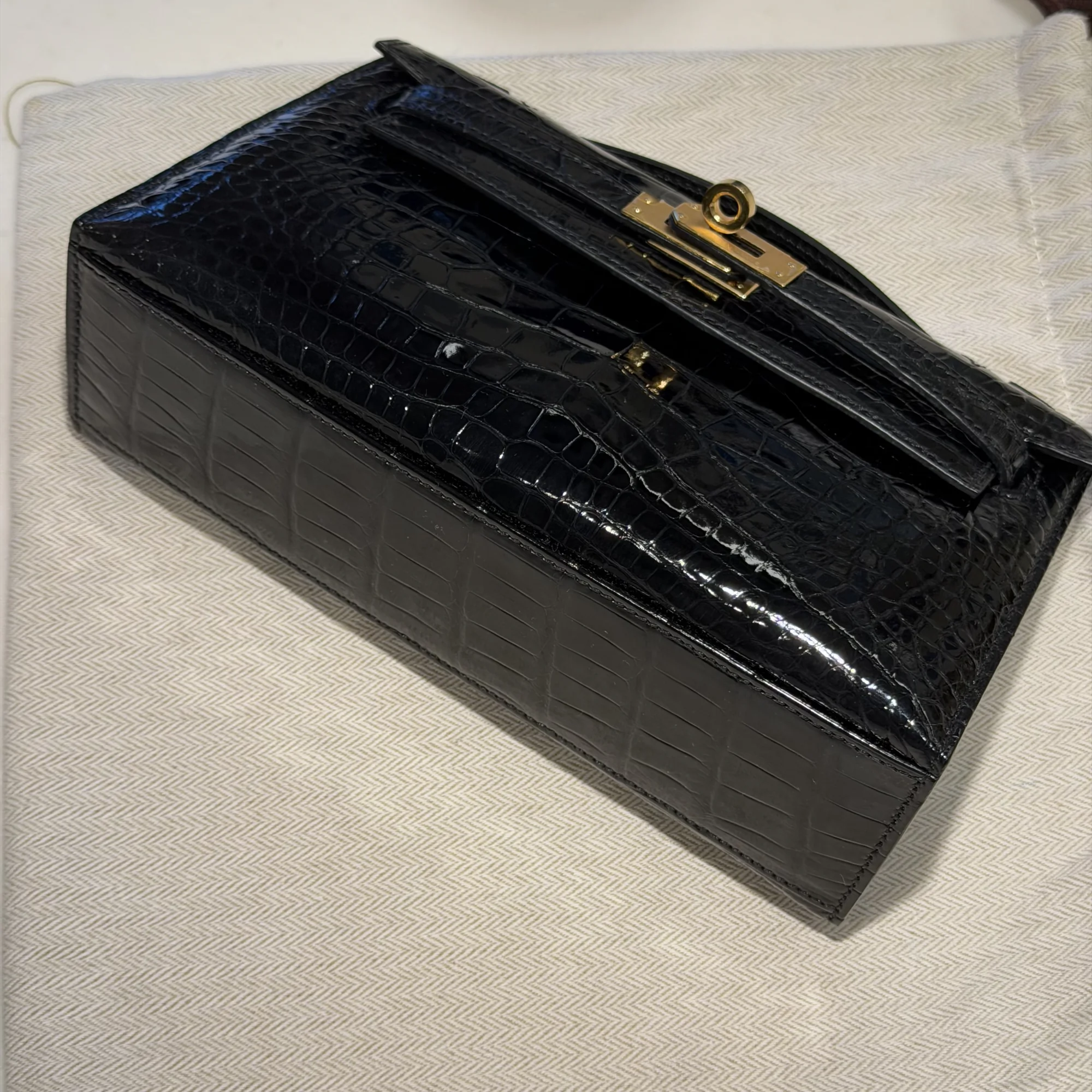 Hermes Kelly Pochette 22 Alligator Crocodile Leather GHW миниатюра 3
