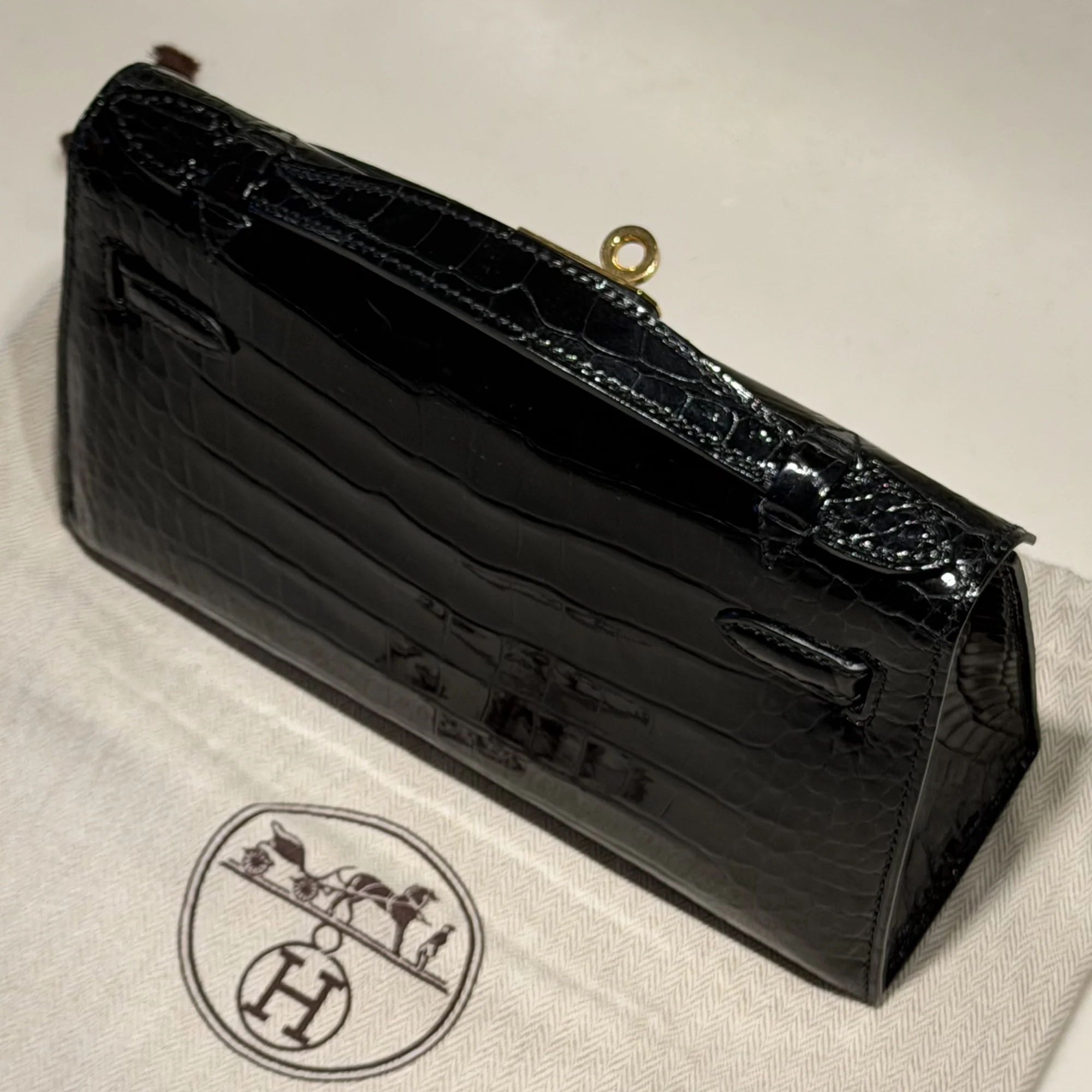 Hermes Kelly Pochette 22 Alligator Crocodile Leather GHW миниатюра 2