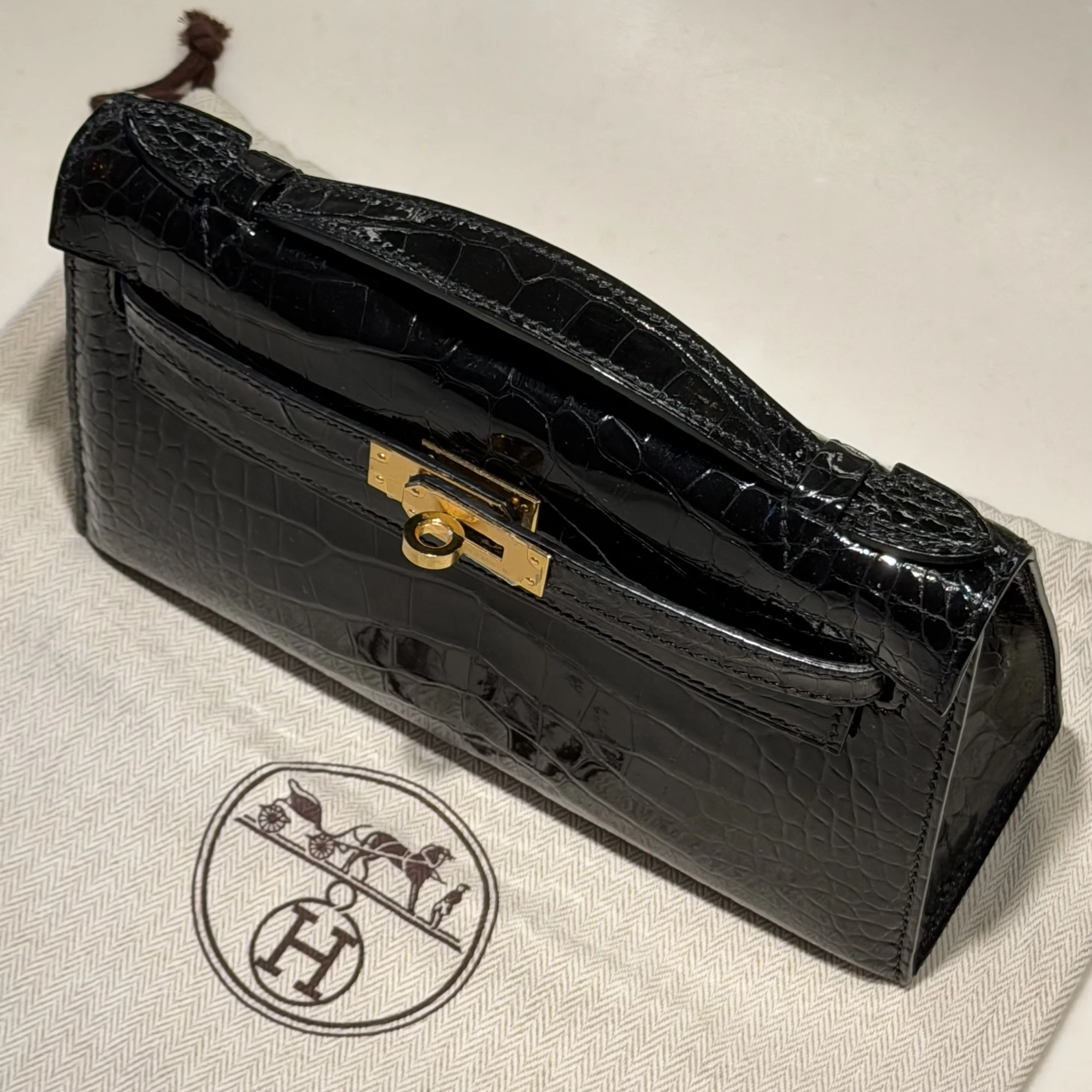 Hermes Kelly Pochette 22 Alligator Crocodile Leather GHW