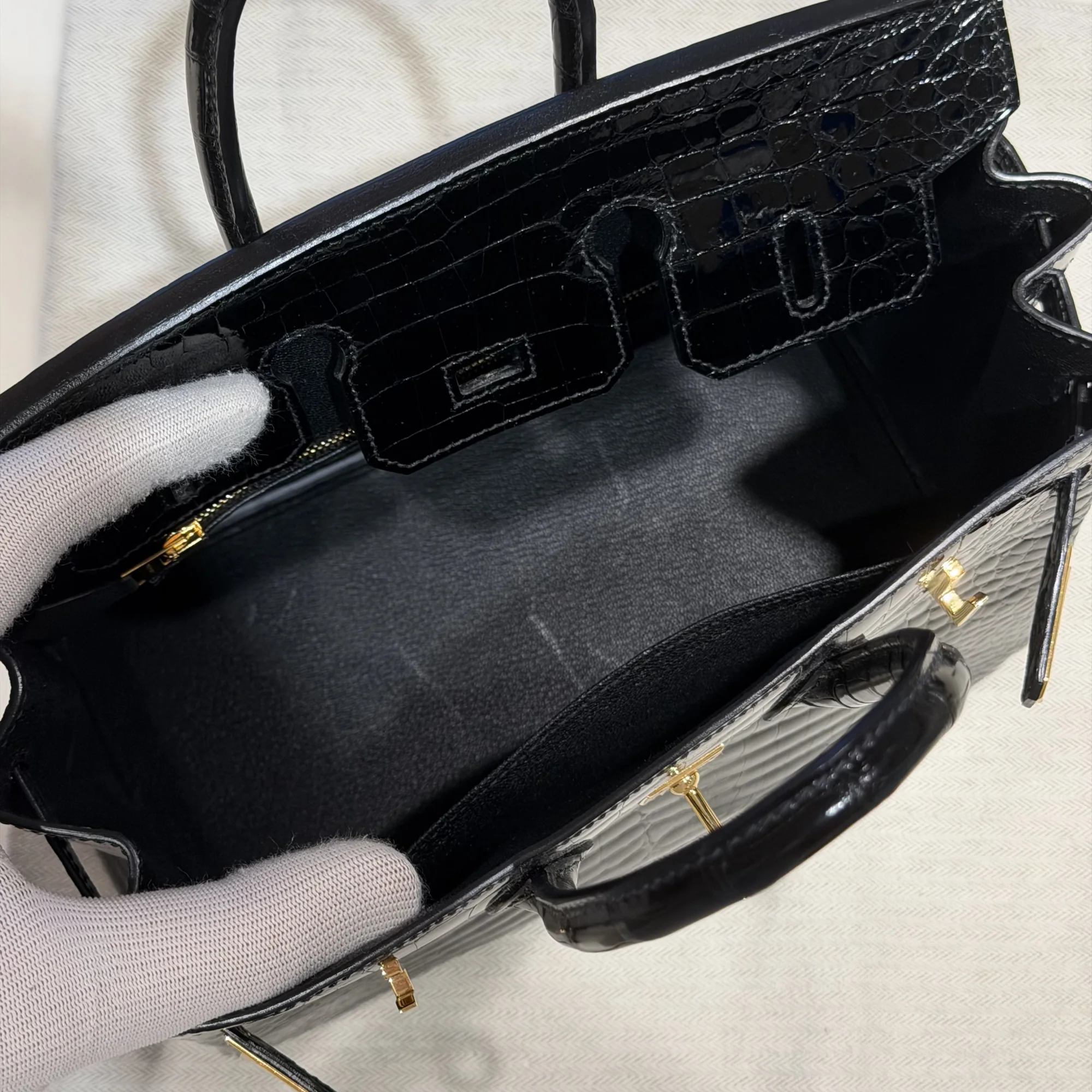 Hermes Birkin 25 Porosus Crocodile Leather GHW миниатюра 4